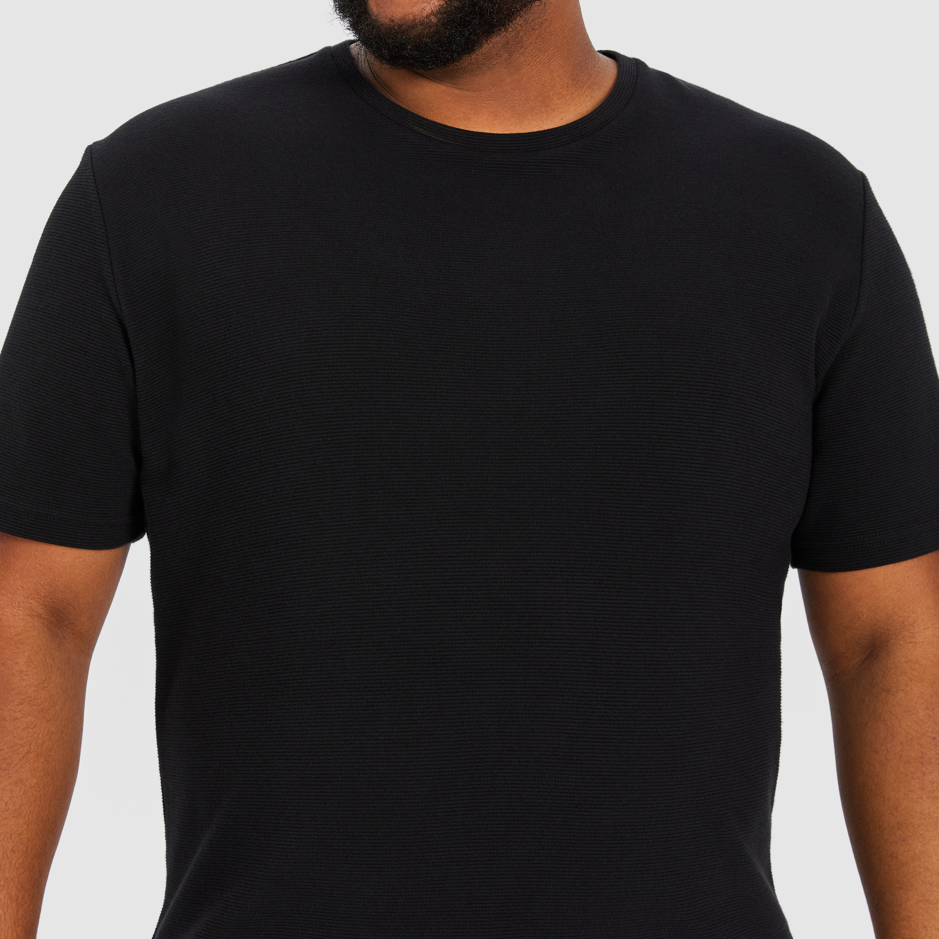 Black Korey Crew Neck Textured T Shirt