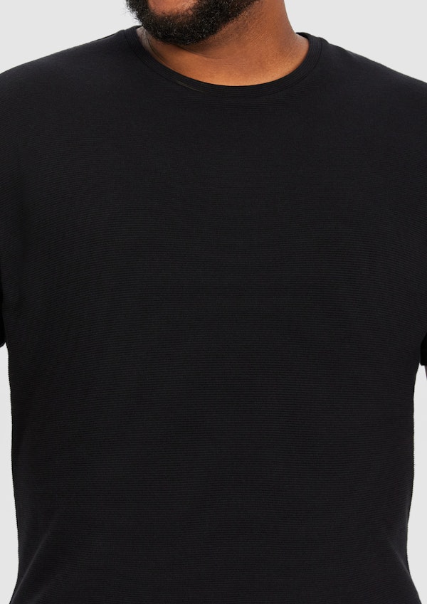 Black Korey Crew Neck Textured T Shirt