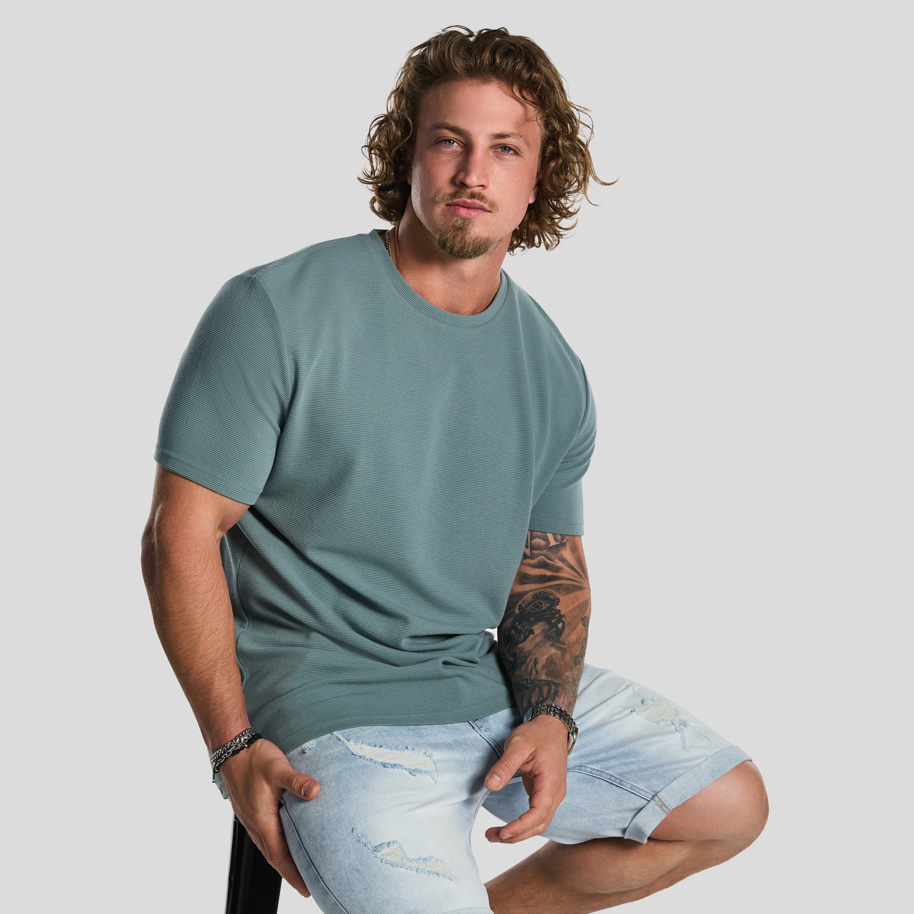 Korey Crew Neck Textured T Shirt