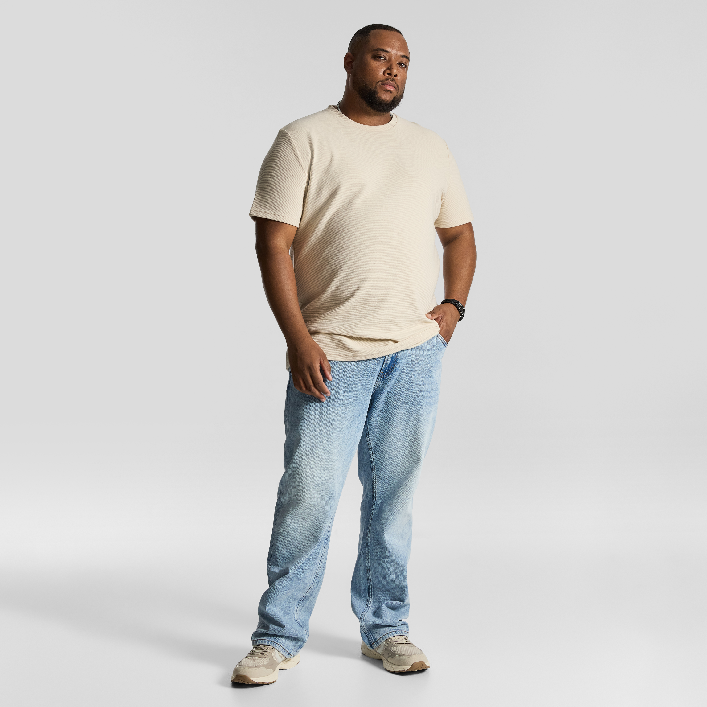 Oatmeal Korey Crew Neck Textured T Shirt