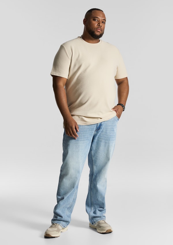 Oatmeal Korey Crew Neck Textured T Shirt