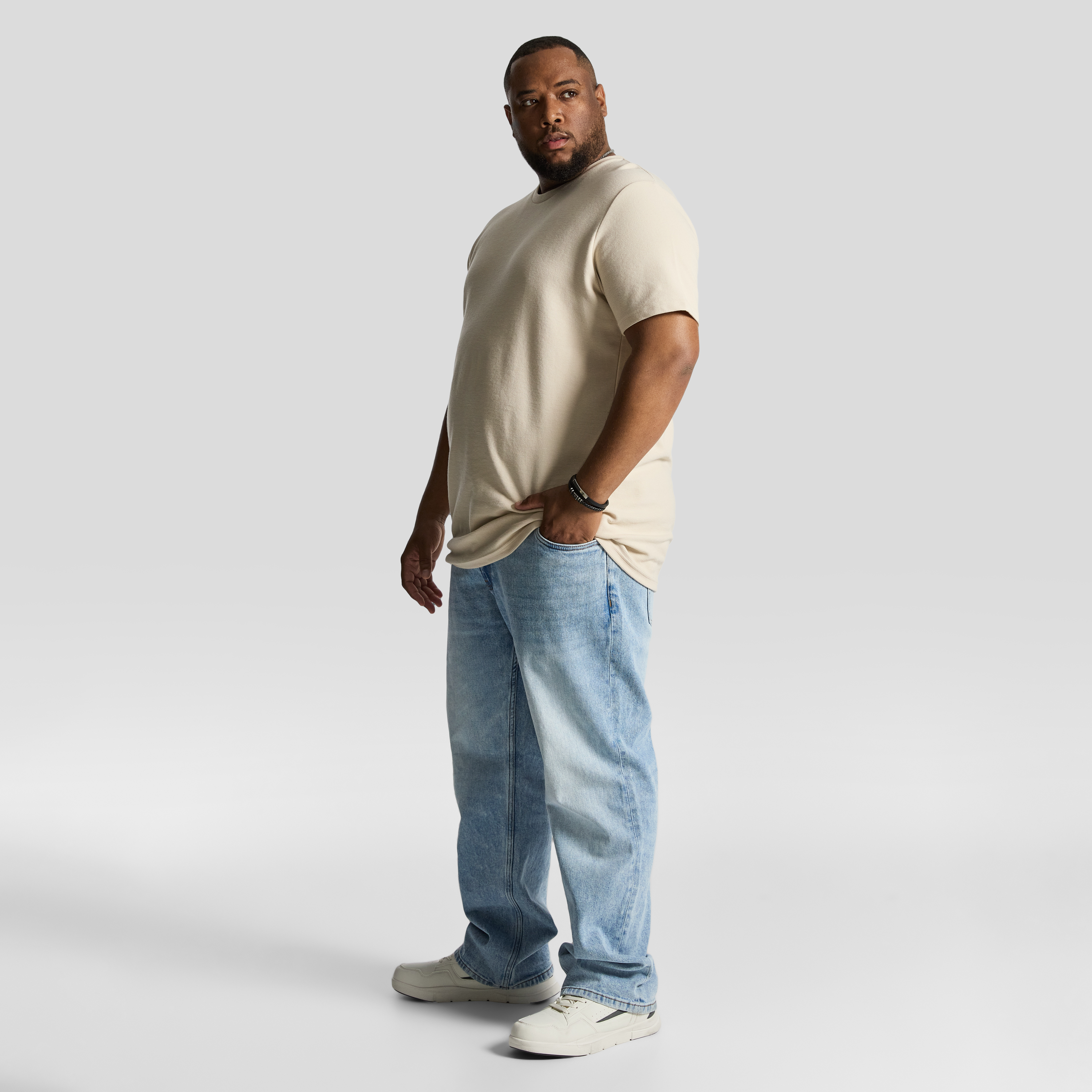 Oatmeal Korey Crew Neck Textured T Shirt