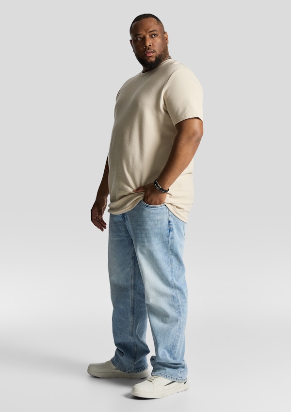 Oatmeal Korey Crew Neck Textured T Shirt