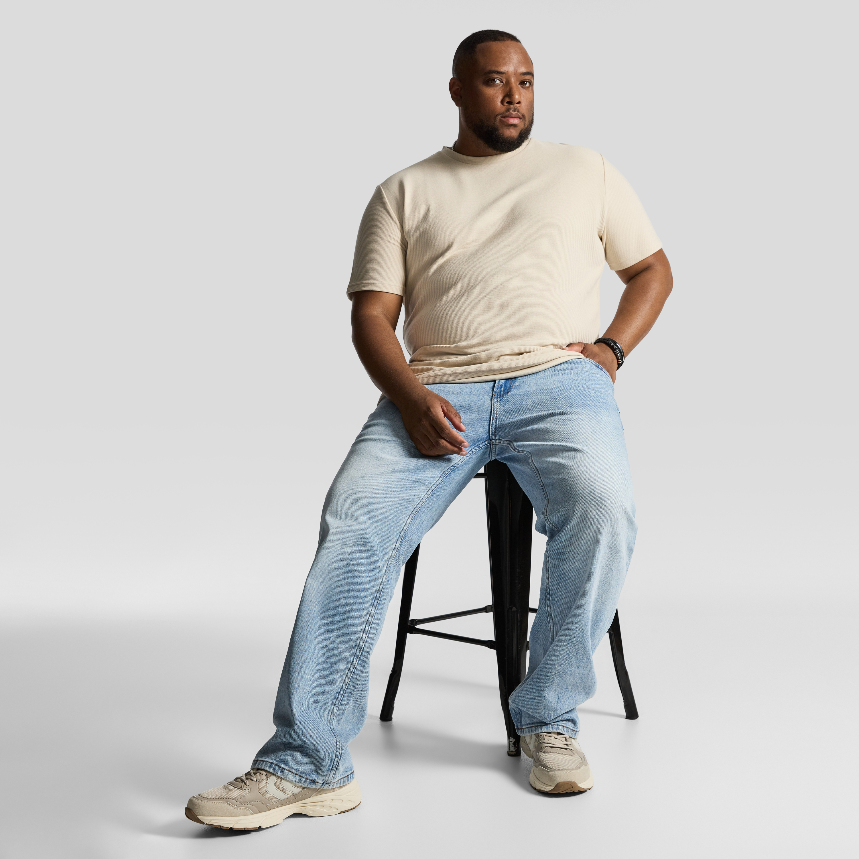 Oatmeal Korey Crew Neck Textured T Shirt