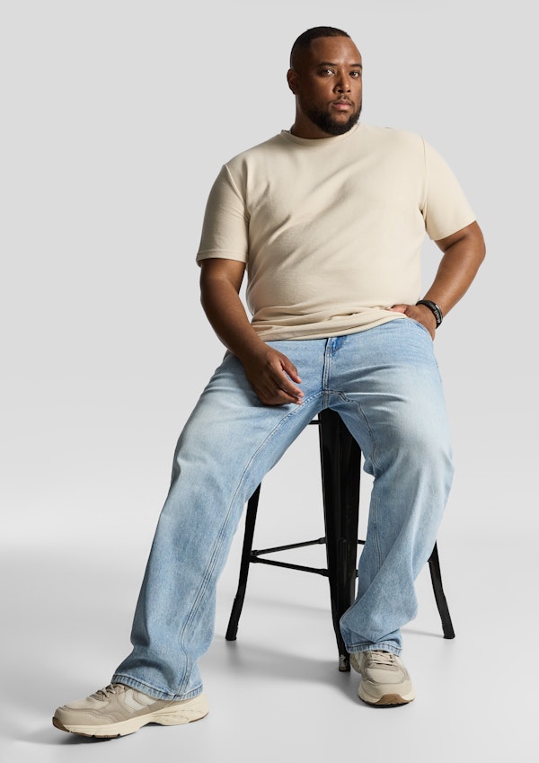 Oatmeal Korey Crew Neck Textured T Shirt