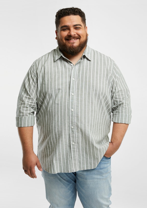 Saunders Linen Blend Striped Shirt