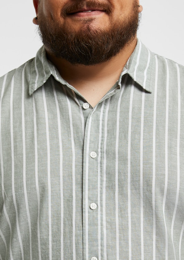 Saunders Linen Blend Striped Shirt