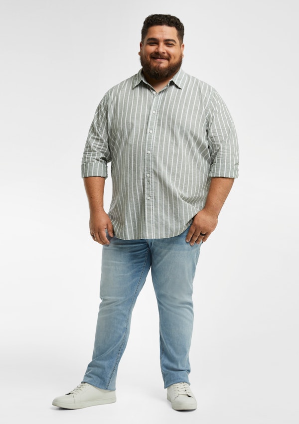 Saunders Linen Blend Striped Shirt