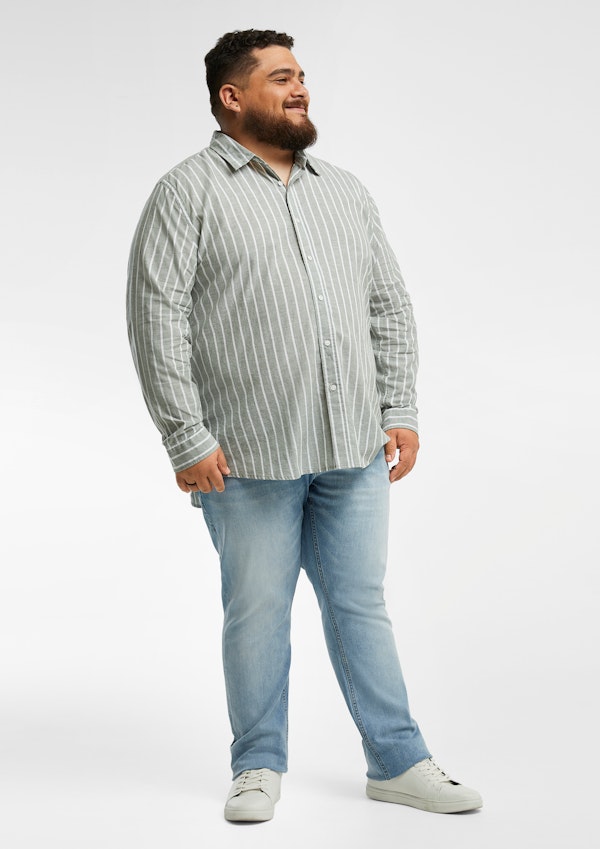 Saunders Linen Blend Striped Shirt