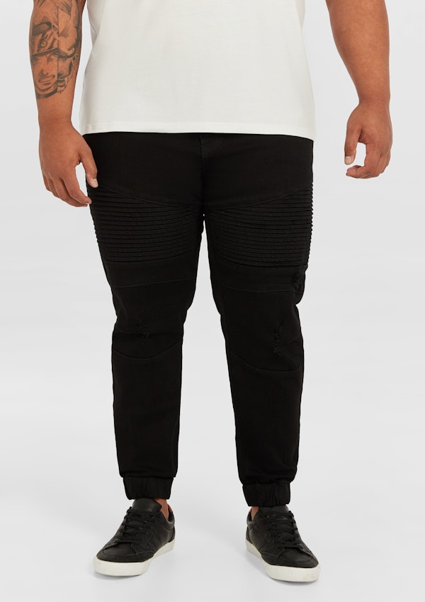 Black jean joggers sales