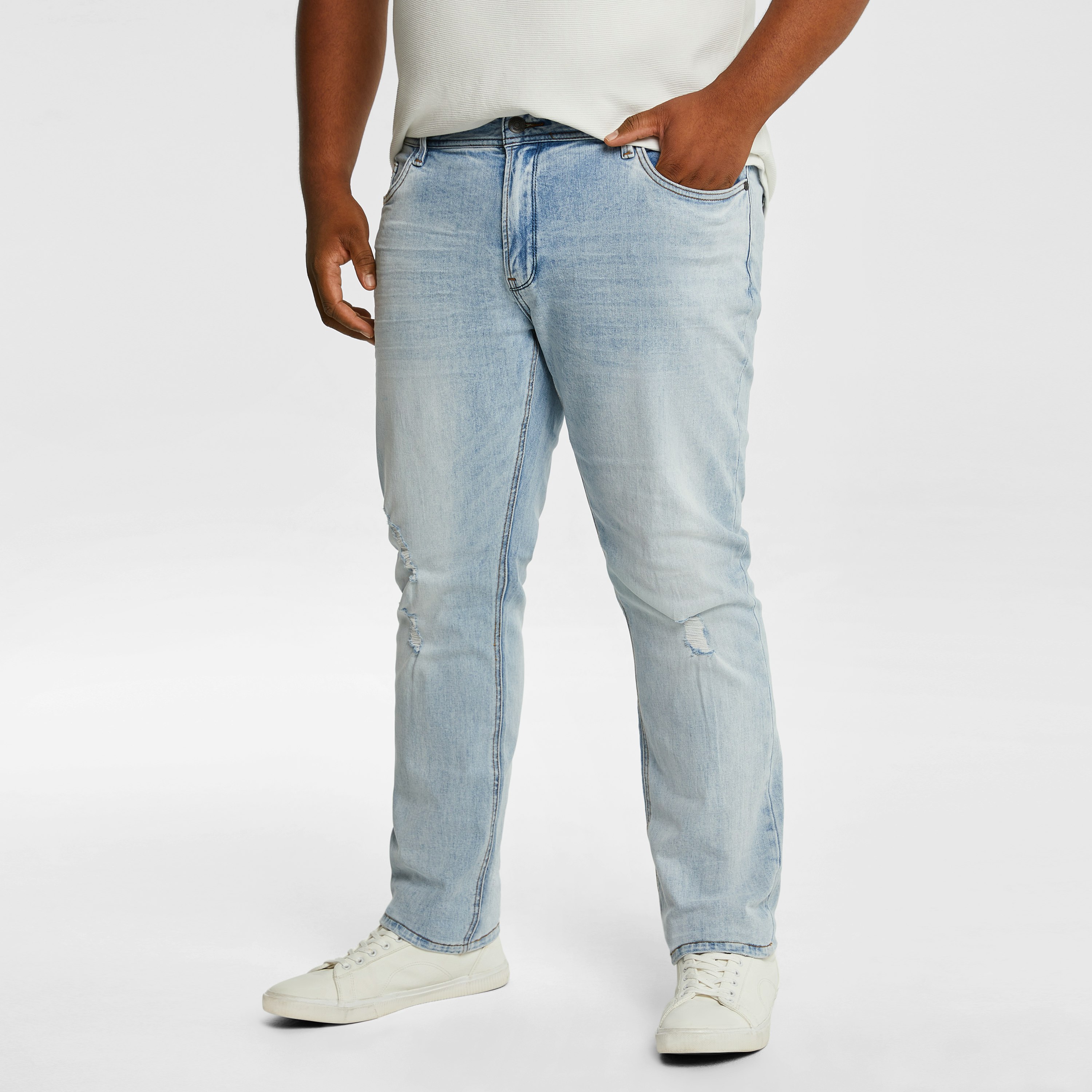 Light Blue Zach Stretch Slim Ripped Jeans | AXL+CO by Connor