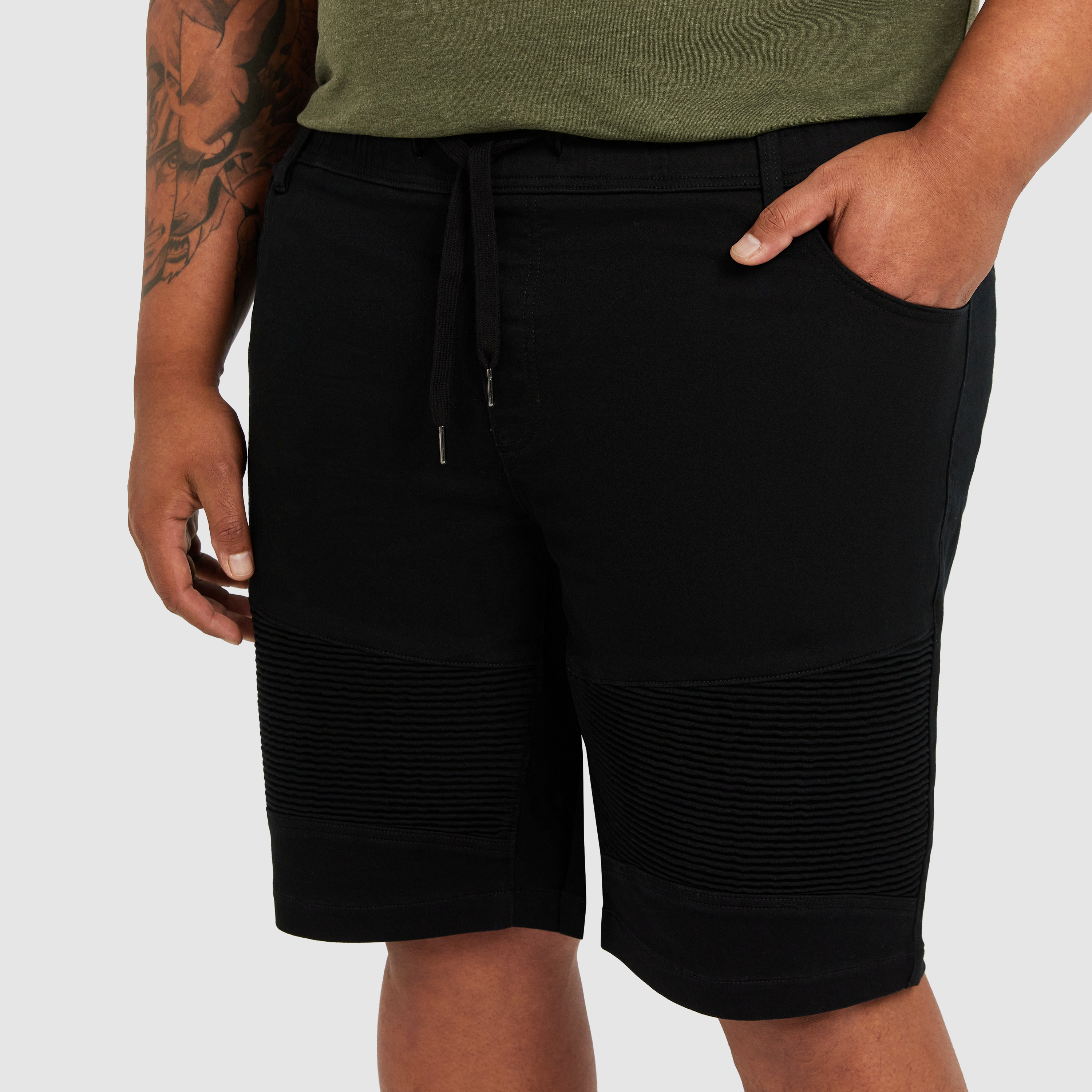 Black Dion Elastic Waist Shorts