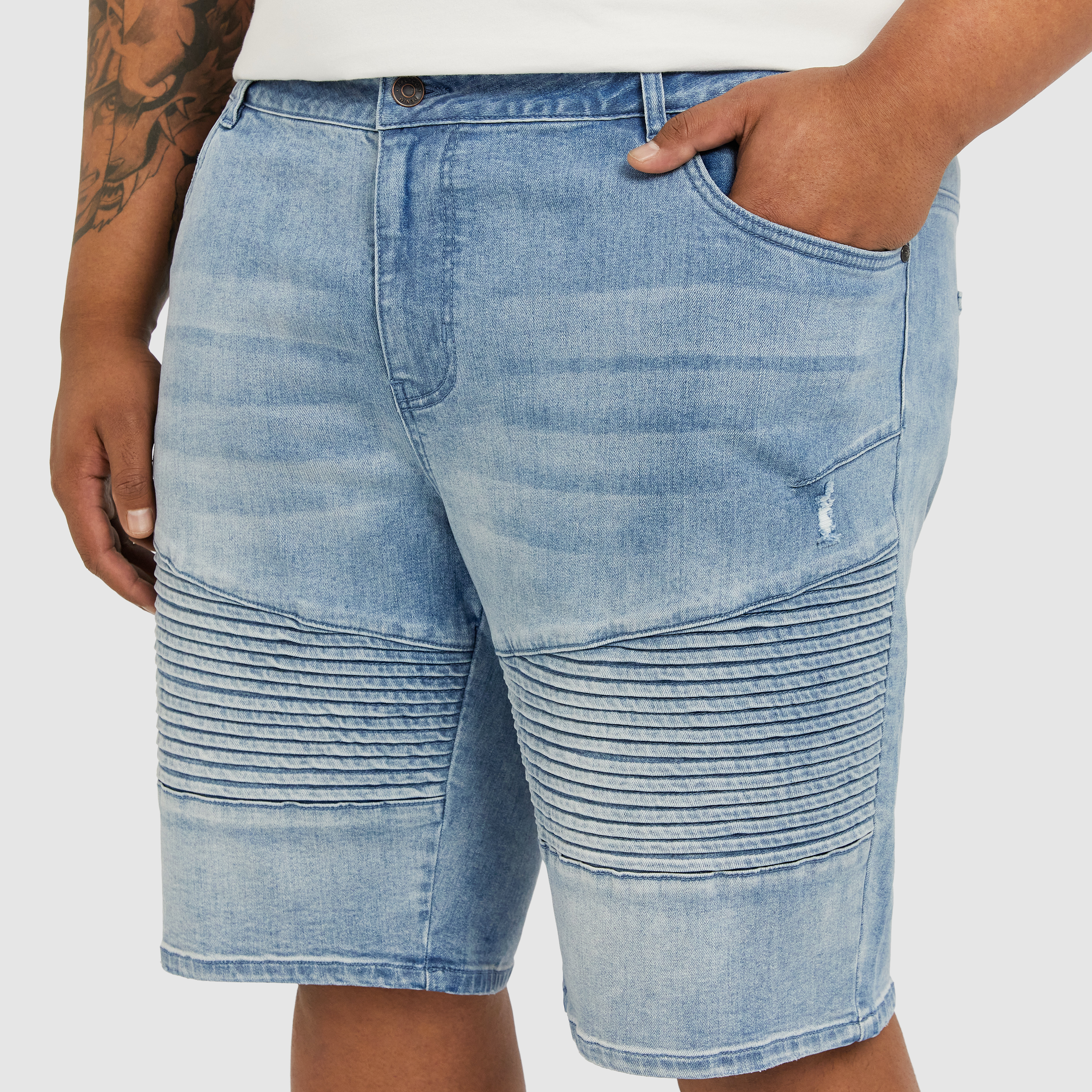 Light Blue Tucker Stretch Denim Shorts
