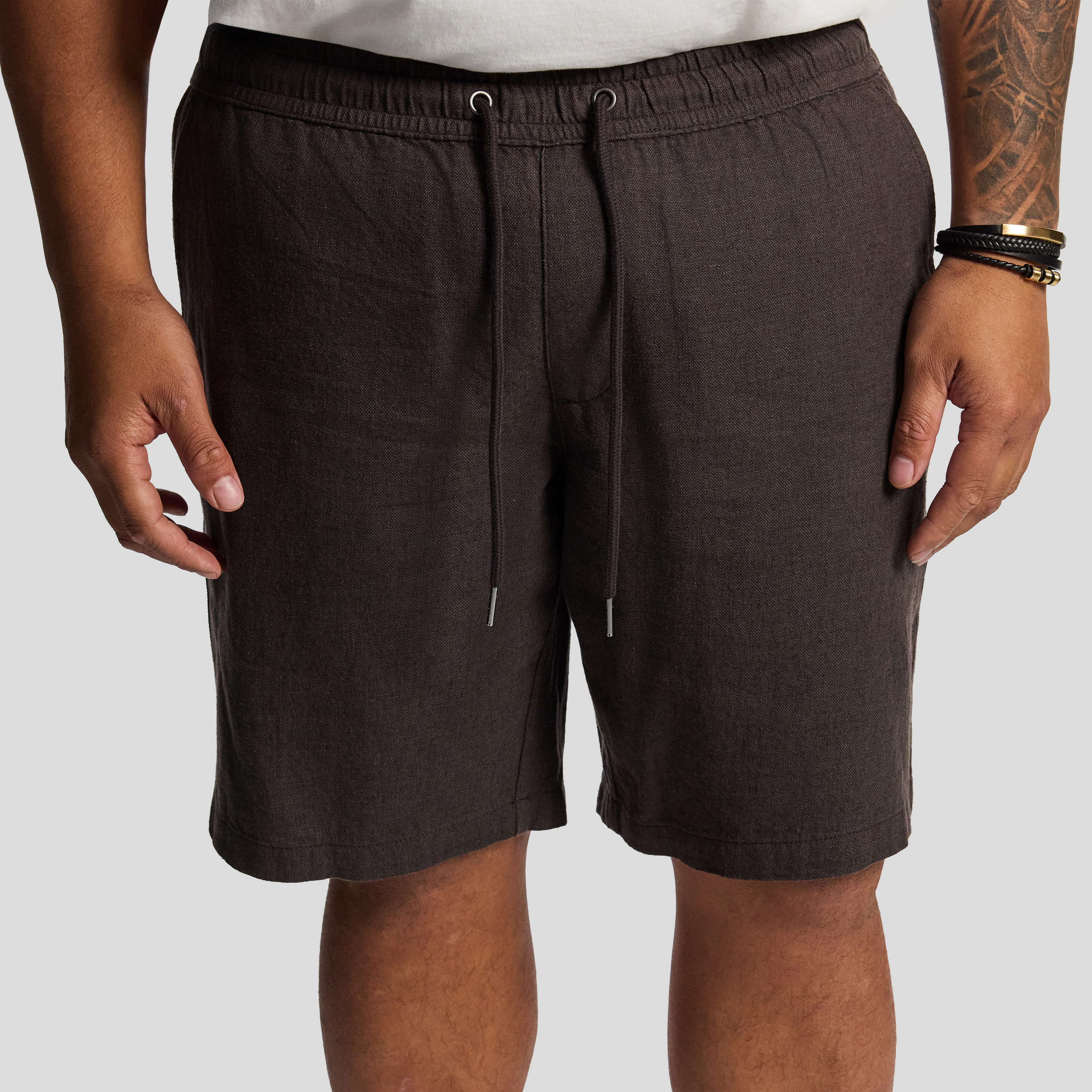Chocolate Cheston Linen Blend Shorts