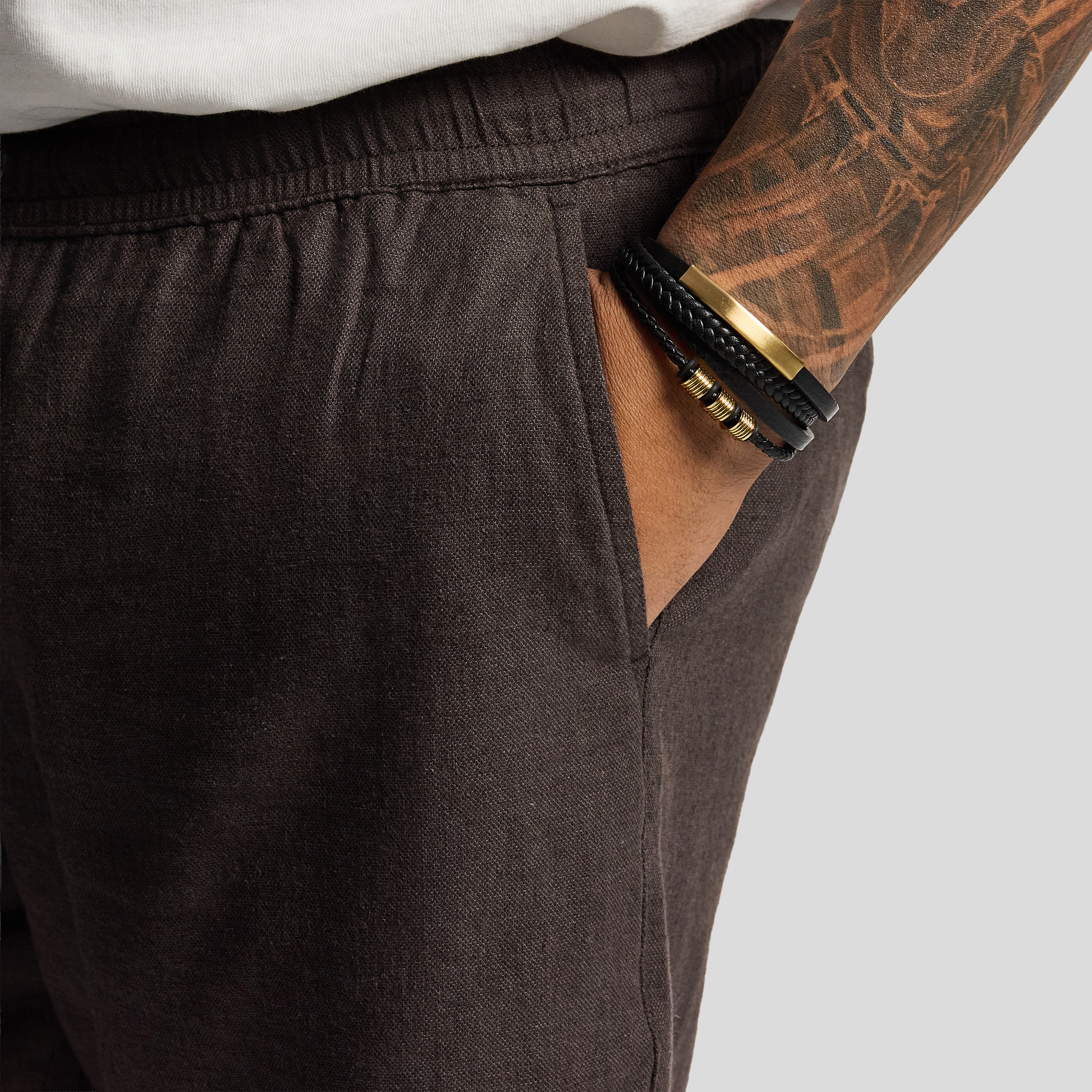 Chocolate Cheston Linen Blend Shorts