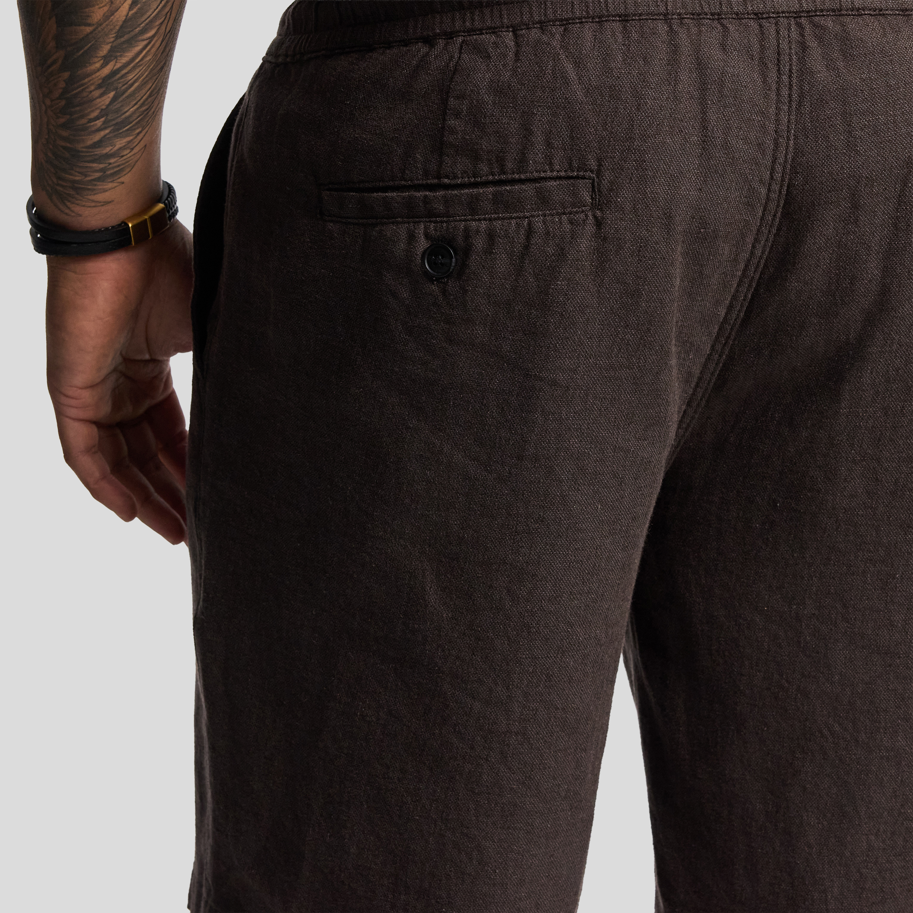 Chocolate Cheston Linen Blend Shorts