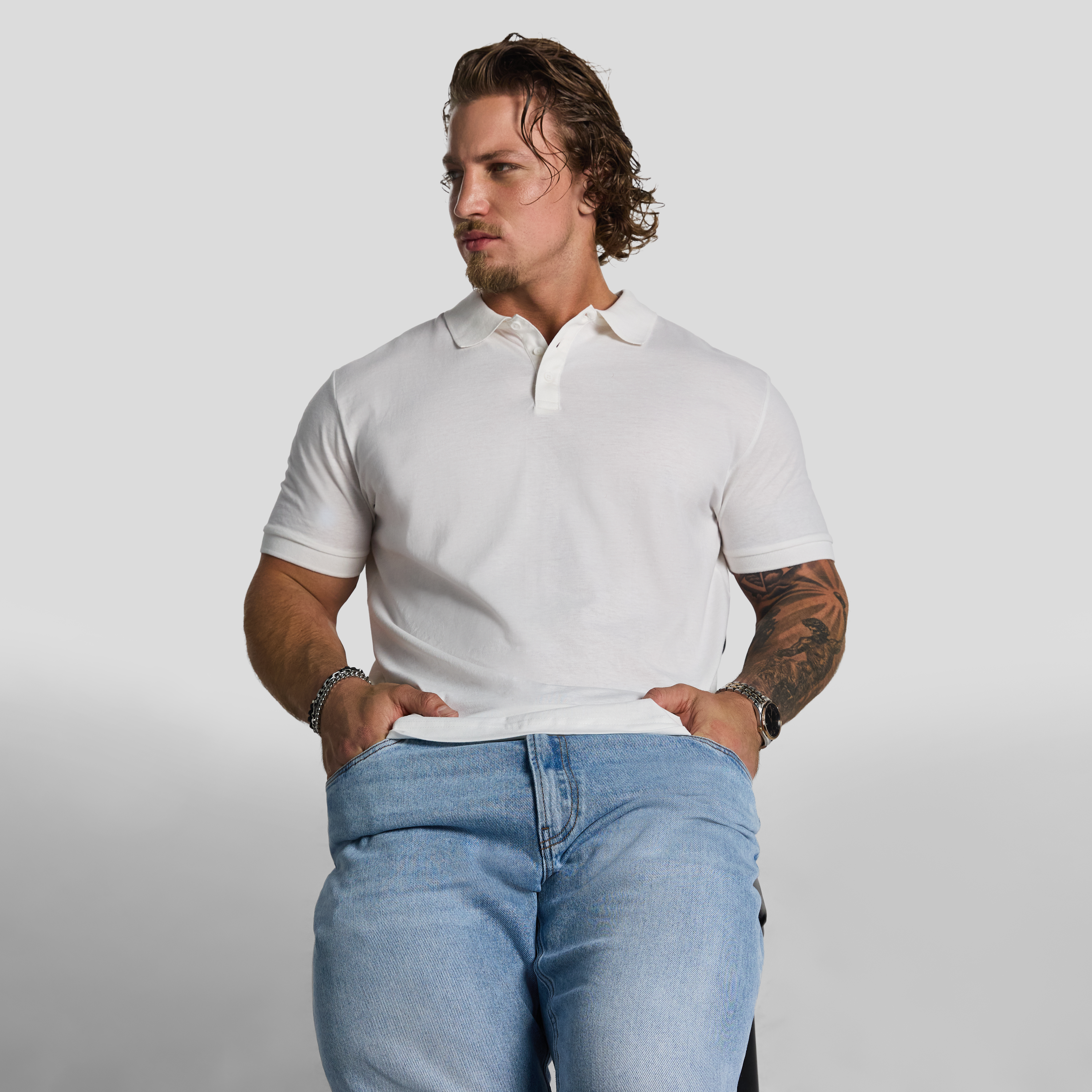 White Hutchence Polo Shirt