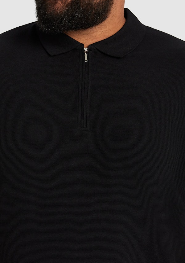 Black Hayling Smart Zip Polo Shirt