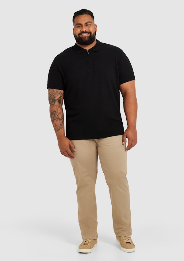 Black Hayling Smart Zip Polo Shirt