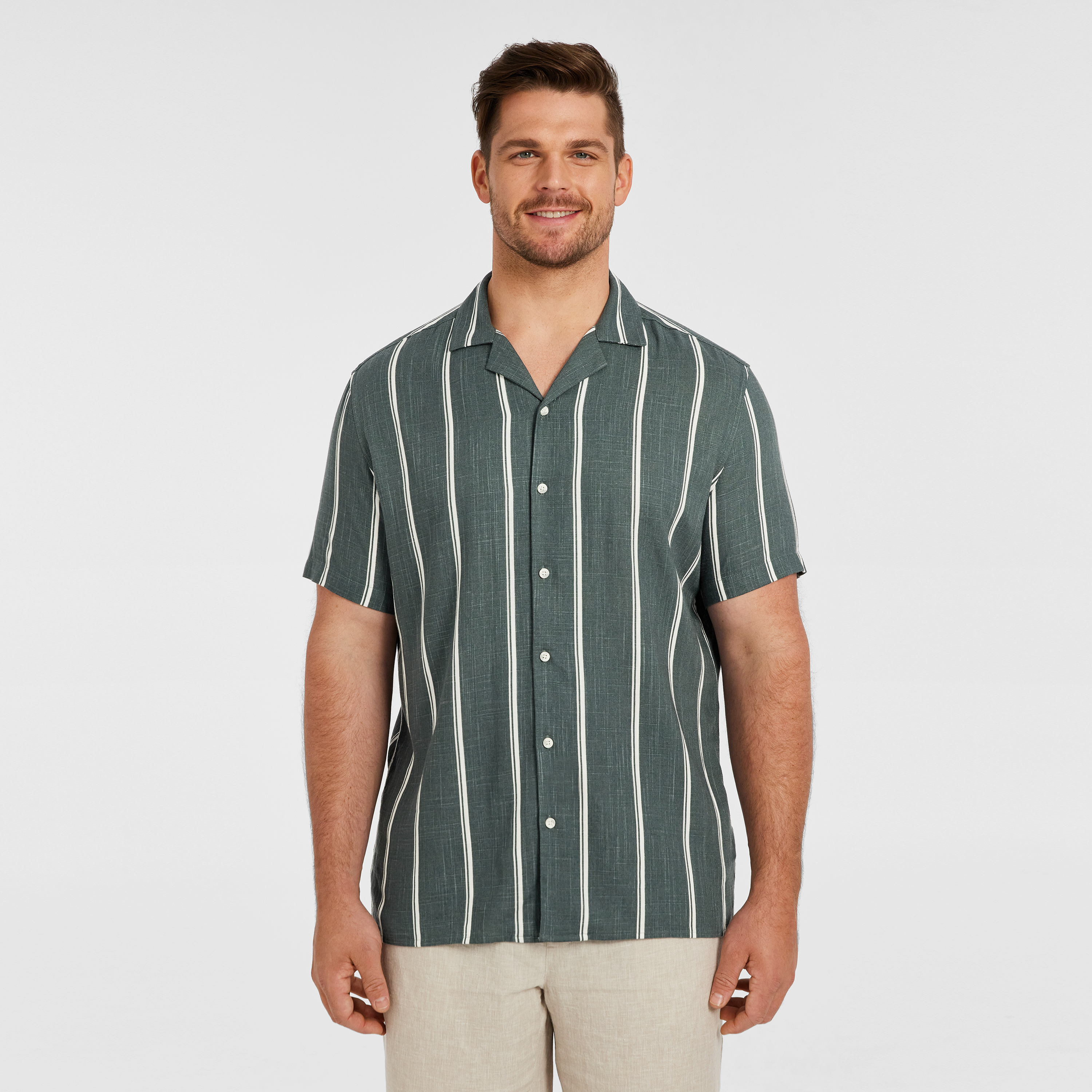 Palmdale Linen Blend Striped Shirt