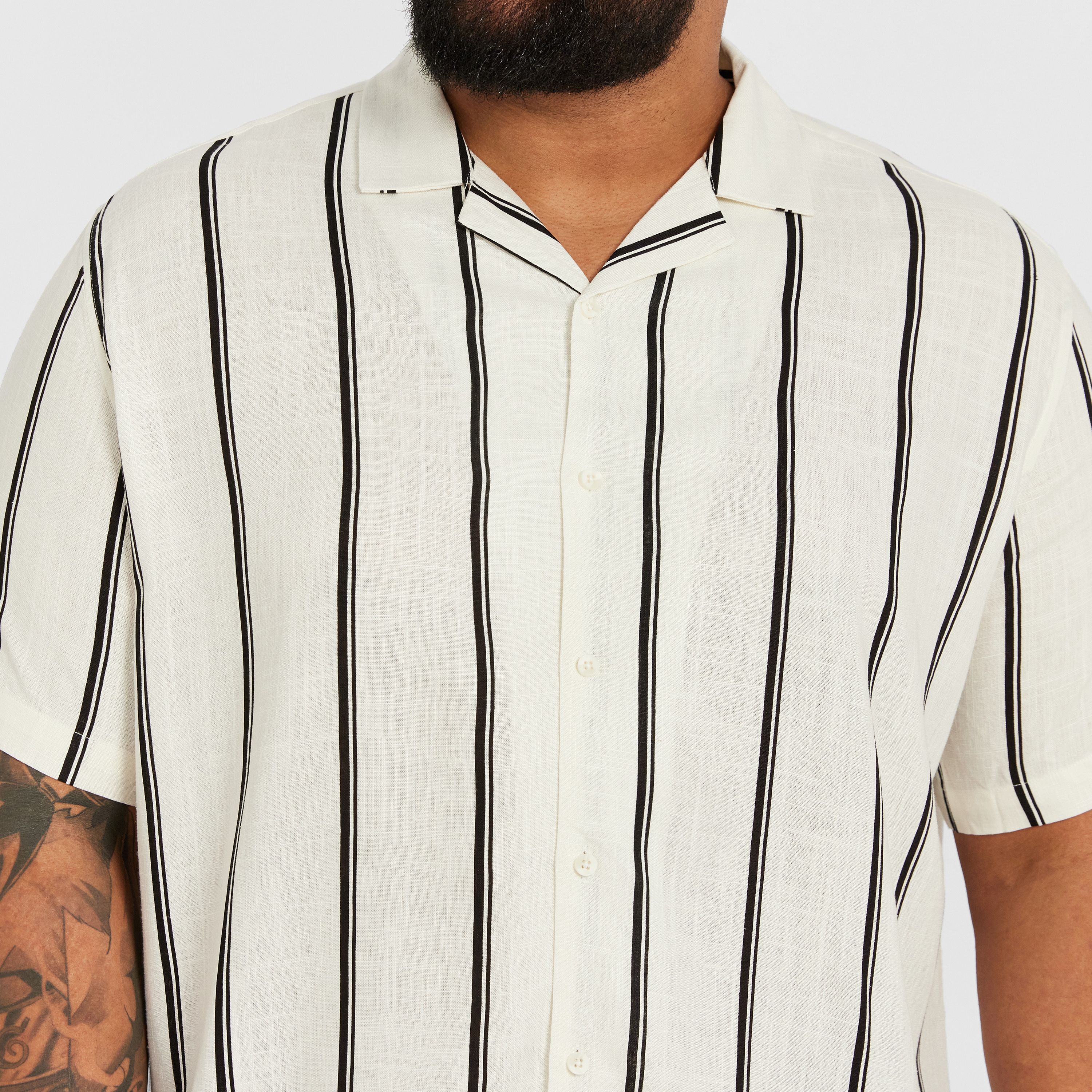 Off White Palmdale Linen Blend Striped Shirt