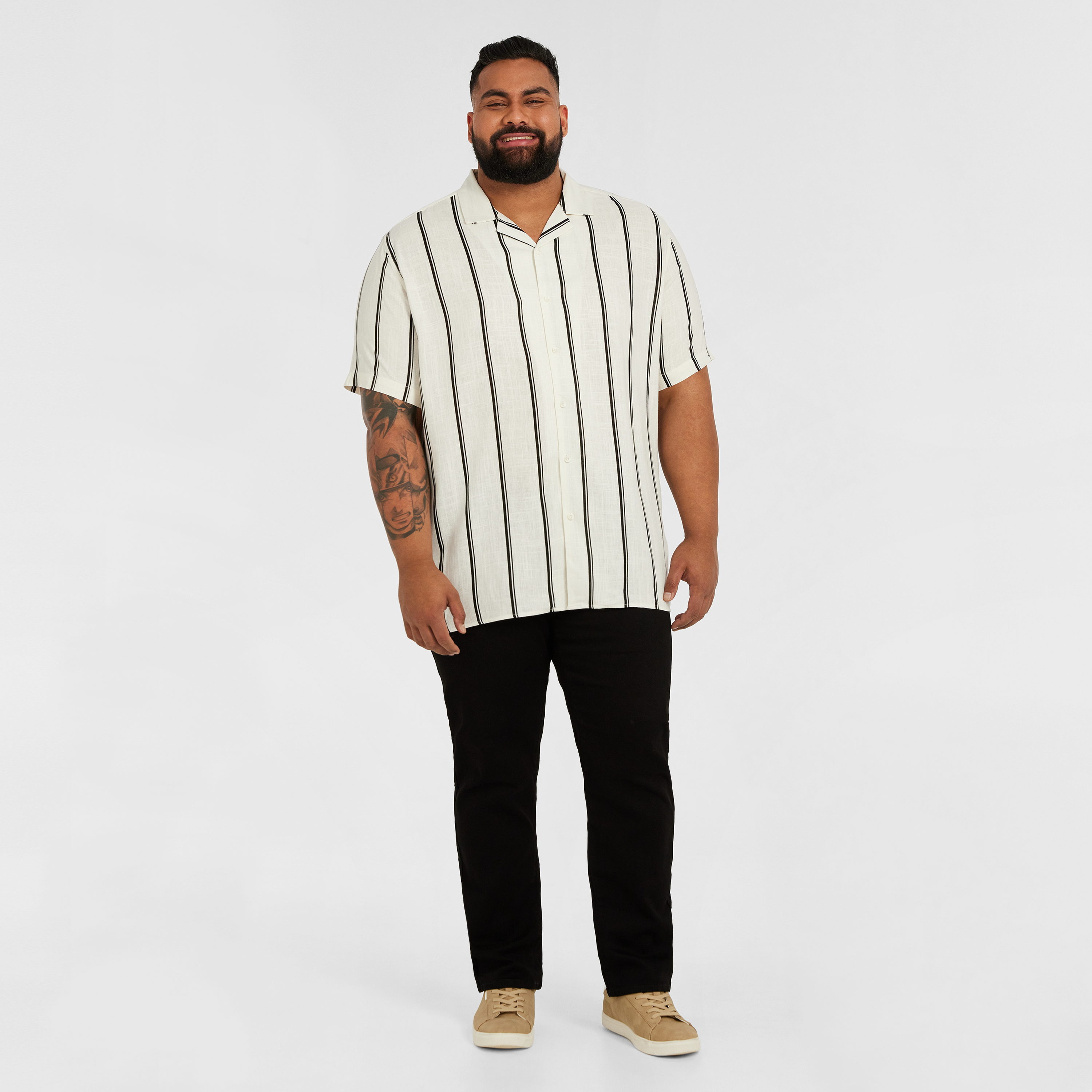 Off White Palmdale Linen Blend Striped Shirt