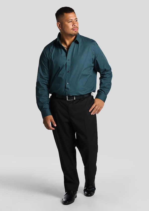 Teal Green Finlay Print Stretch Shirt