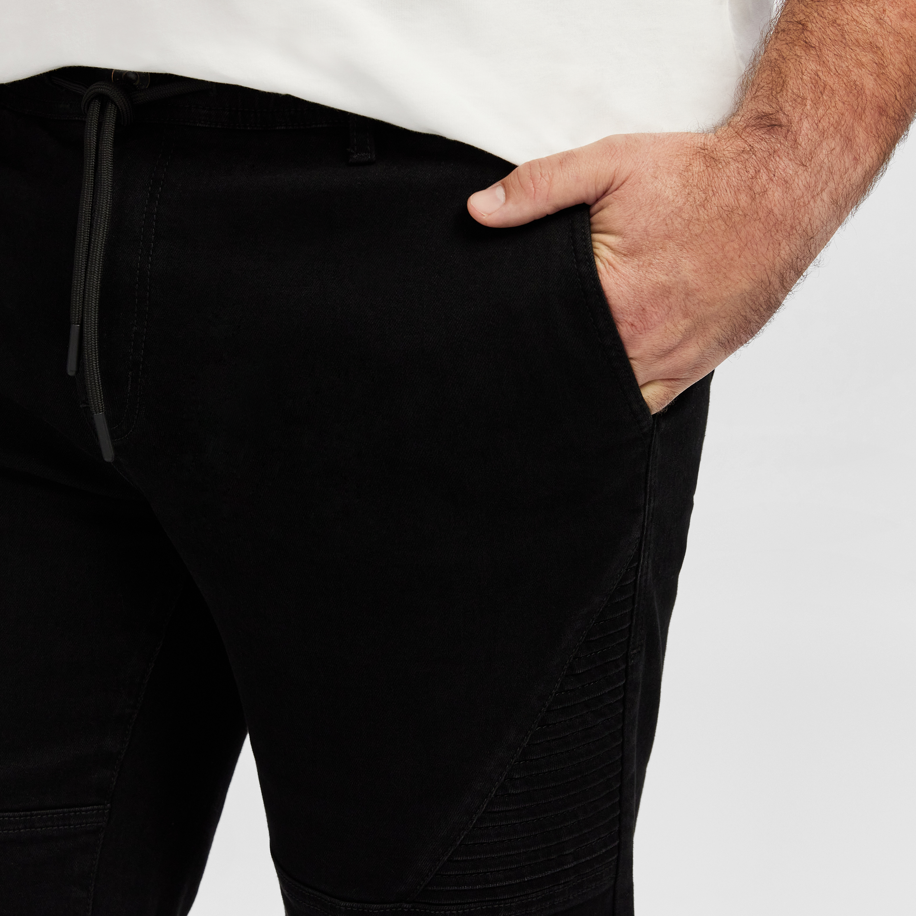 Black Xavier Elastic Waist Shorts