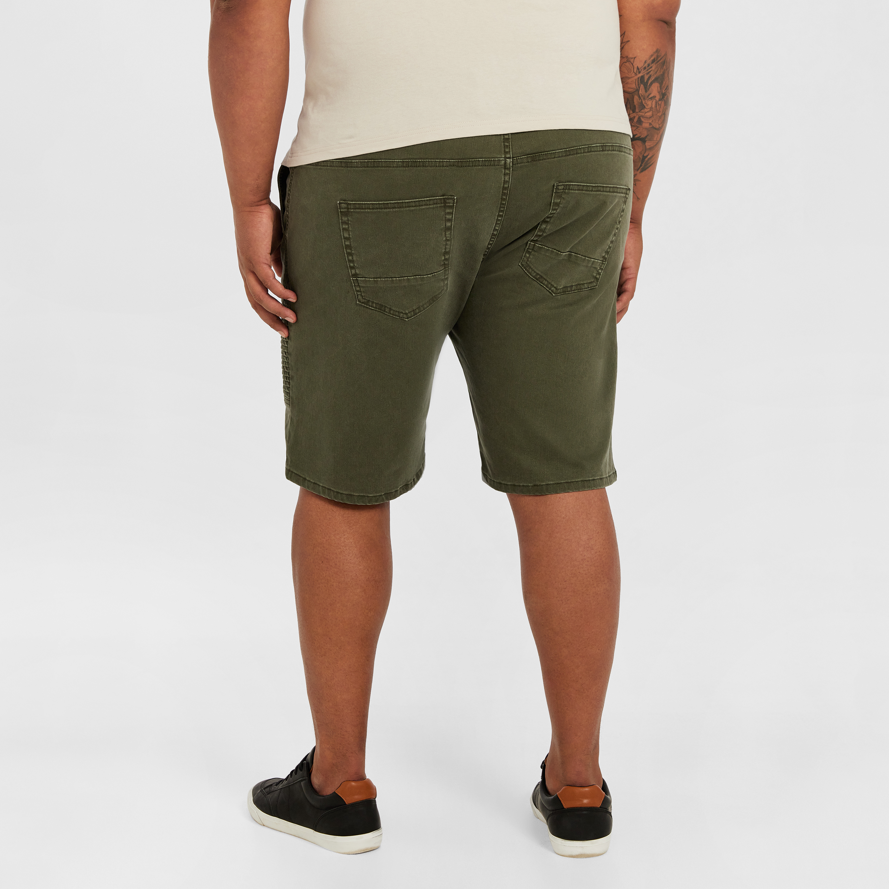 Khaki Xavier Elastic Waist Shorts