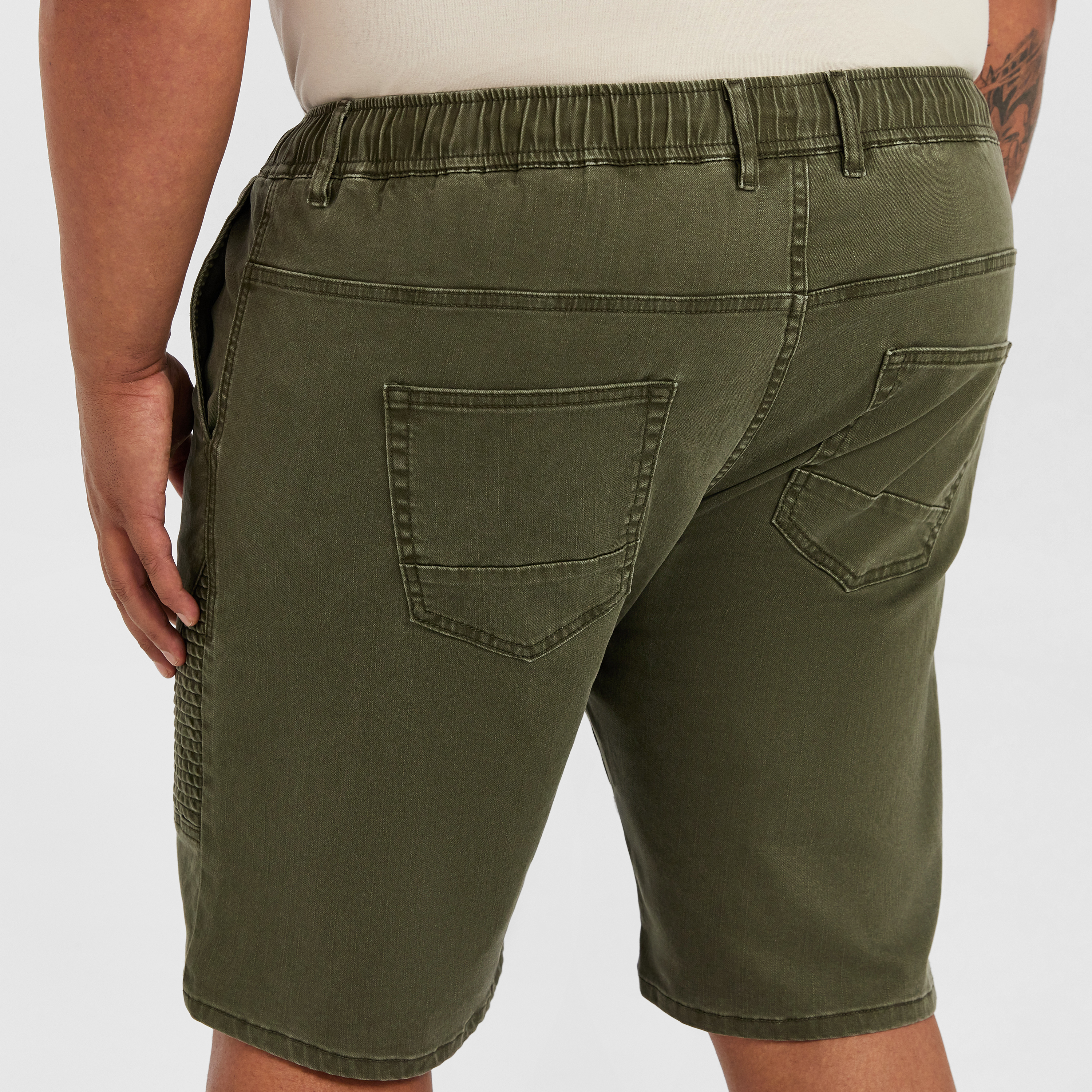 Khaki Xavier Elastic Waist Shorts
