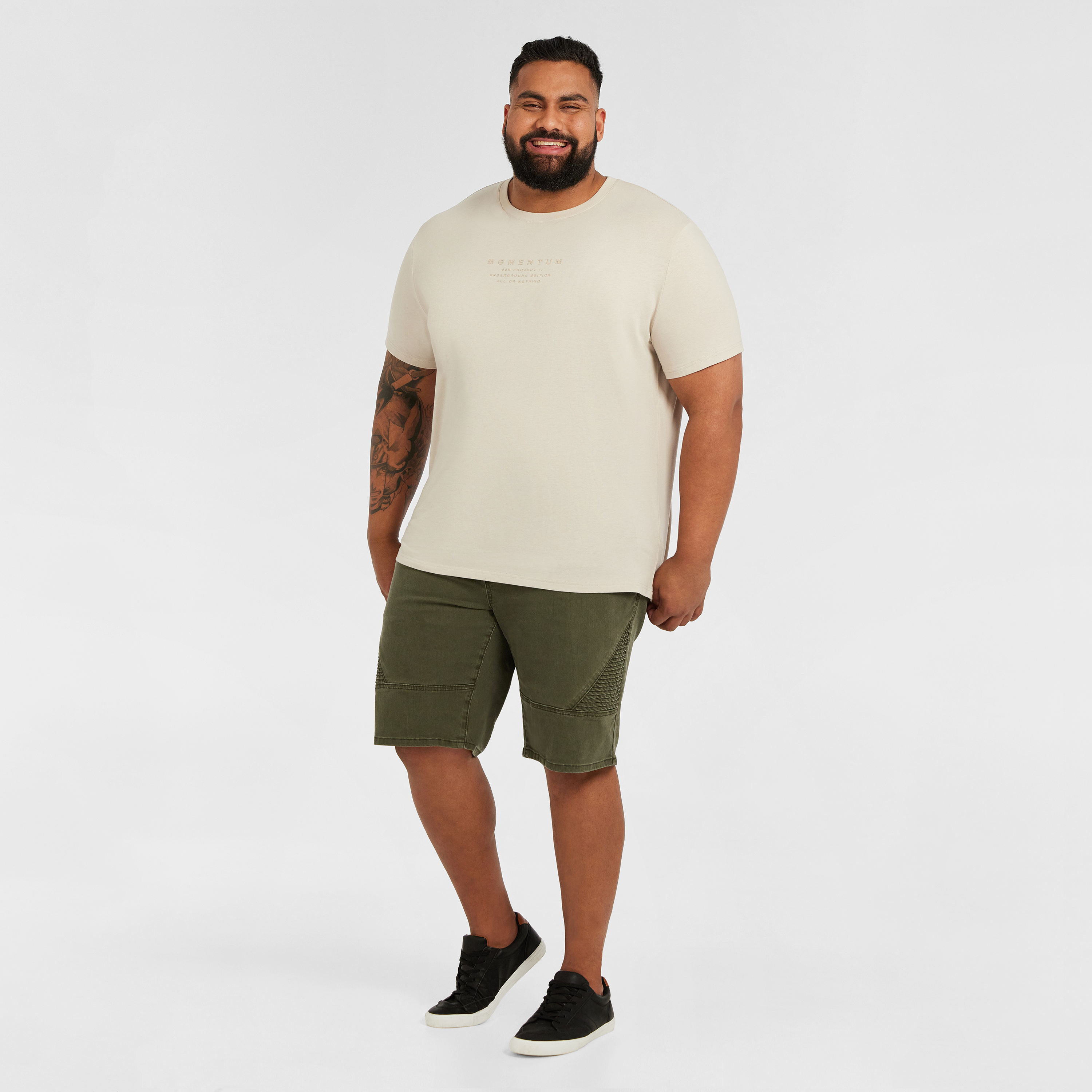 Khaki Xavier Elastic Waist Shorts