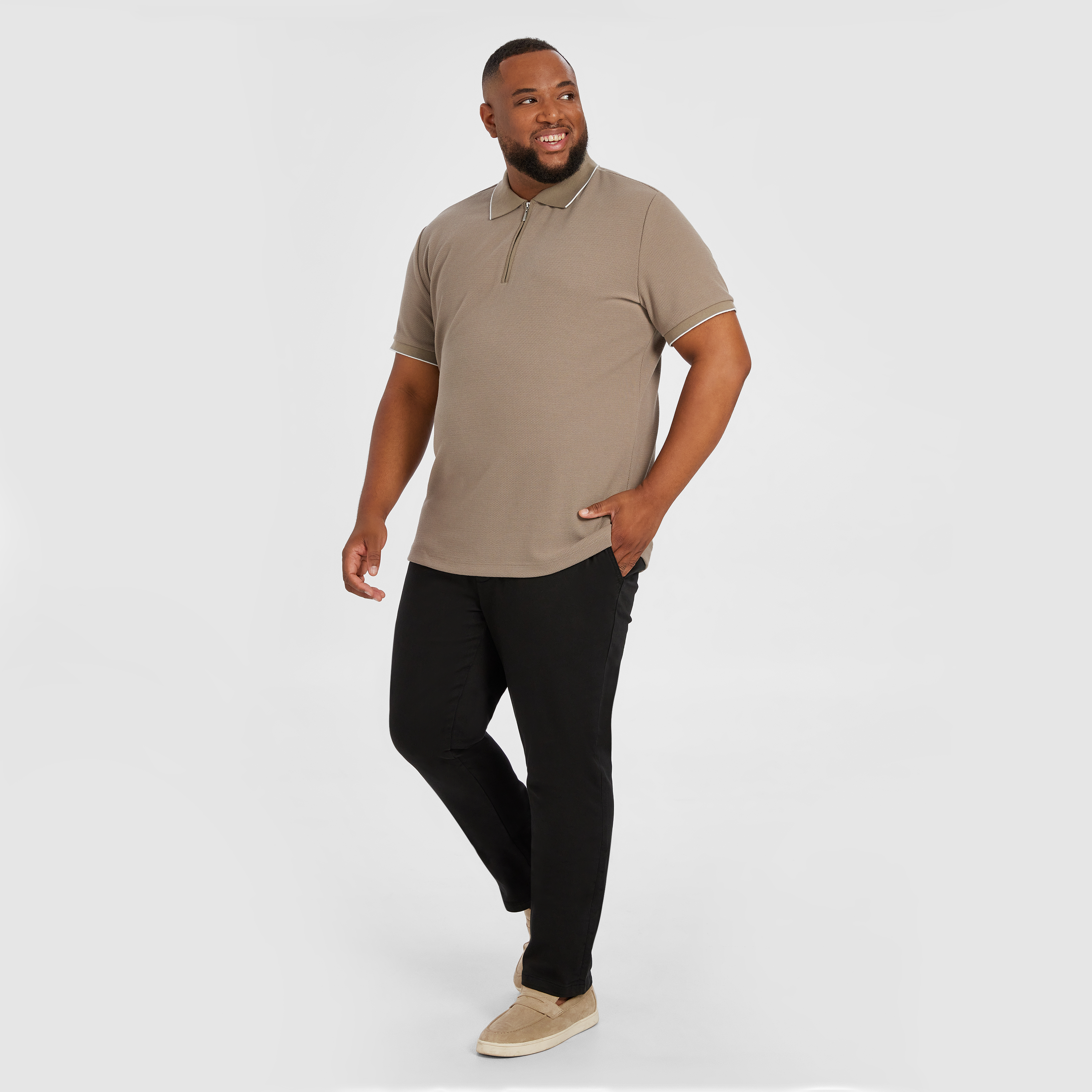 Light Brown Glenroy Quarter Zip Smart Polo