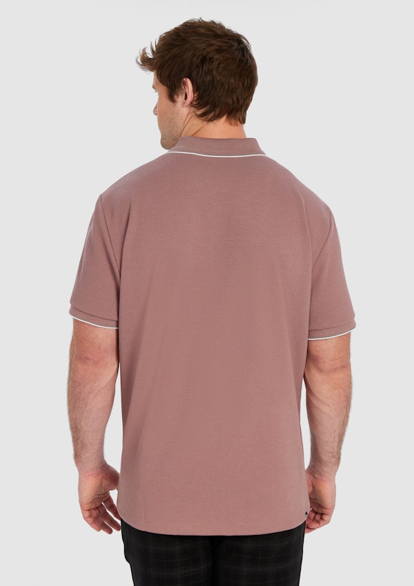 Pink Glenroy Quarter Zip Smart Polo