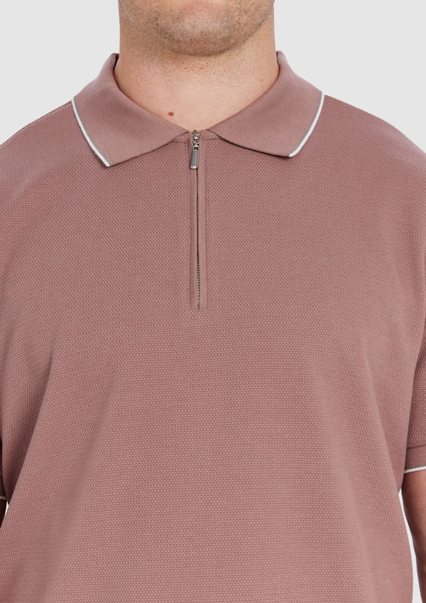 Pink Glenroy Quarter Zip Smart Polo