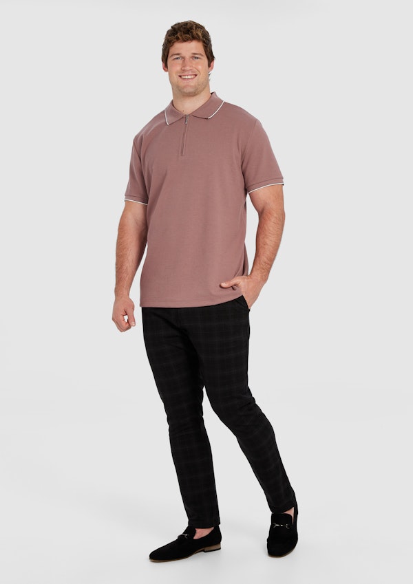 Pink Glenroy Quarter Zip Smart Polo