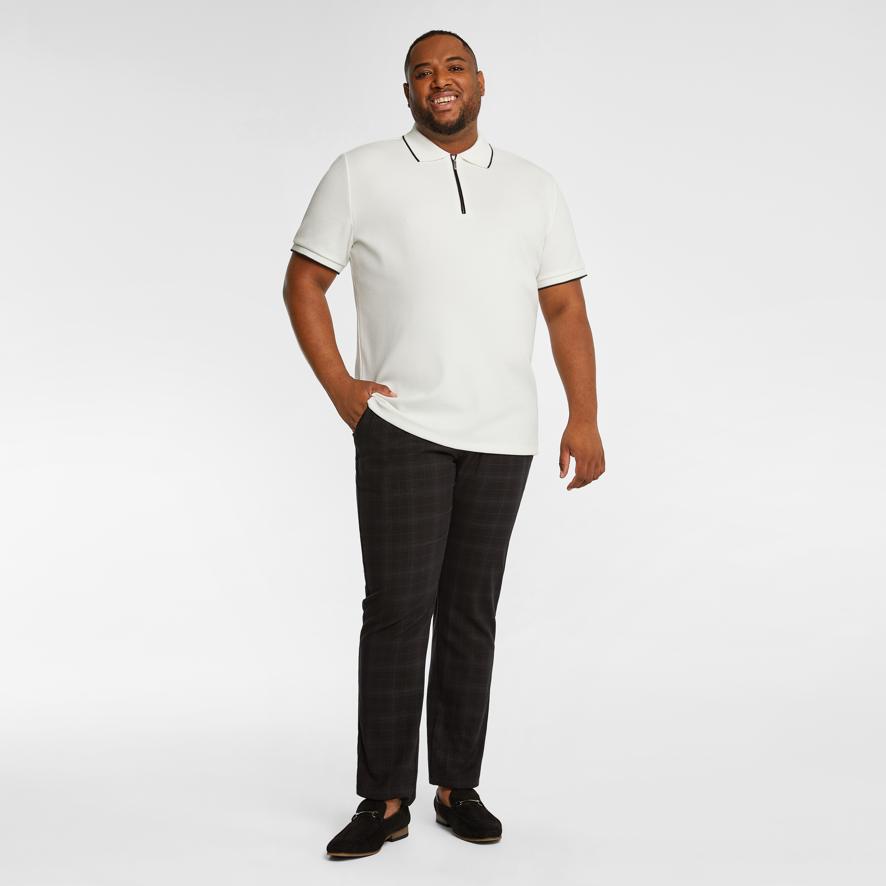 White Glenroy Quarter Zip Smart Polo