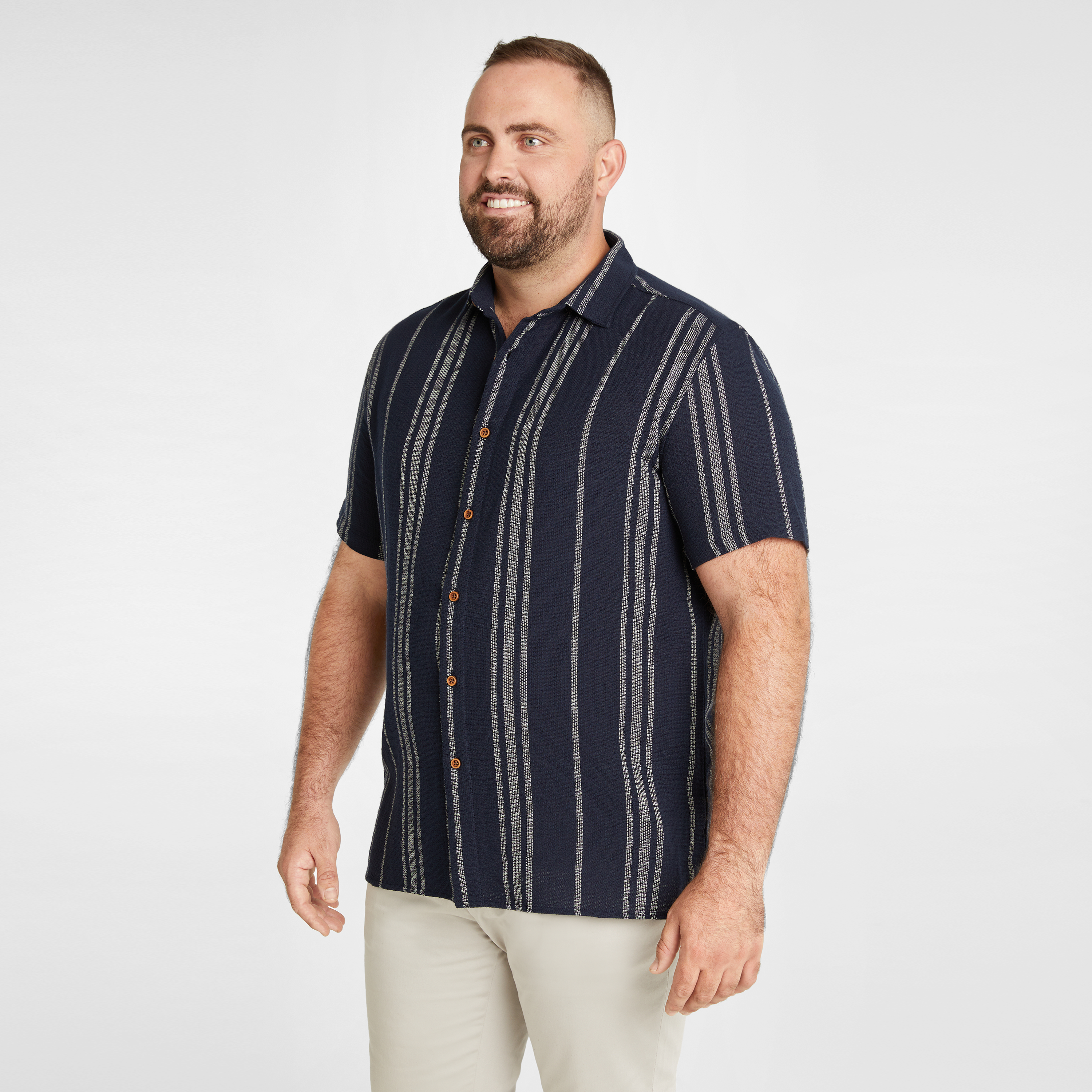 Navy Freeman Textured Short Sleeve Shirt