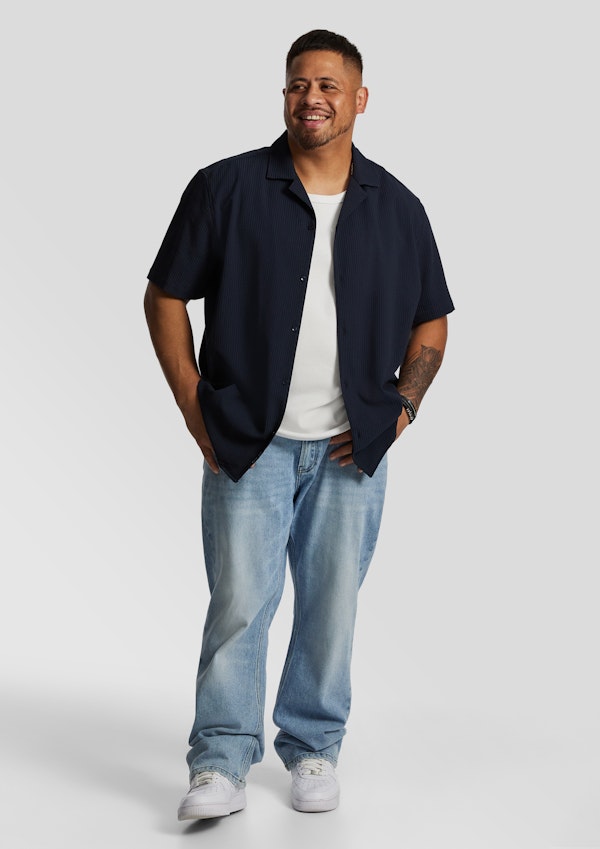 Navy Euston Stretch Short Sleeve Shirt