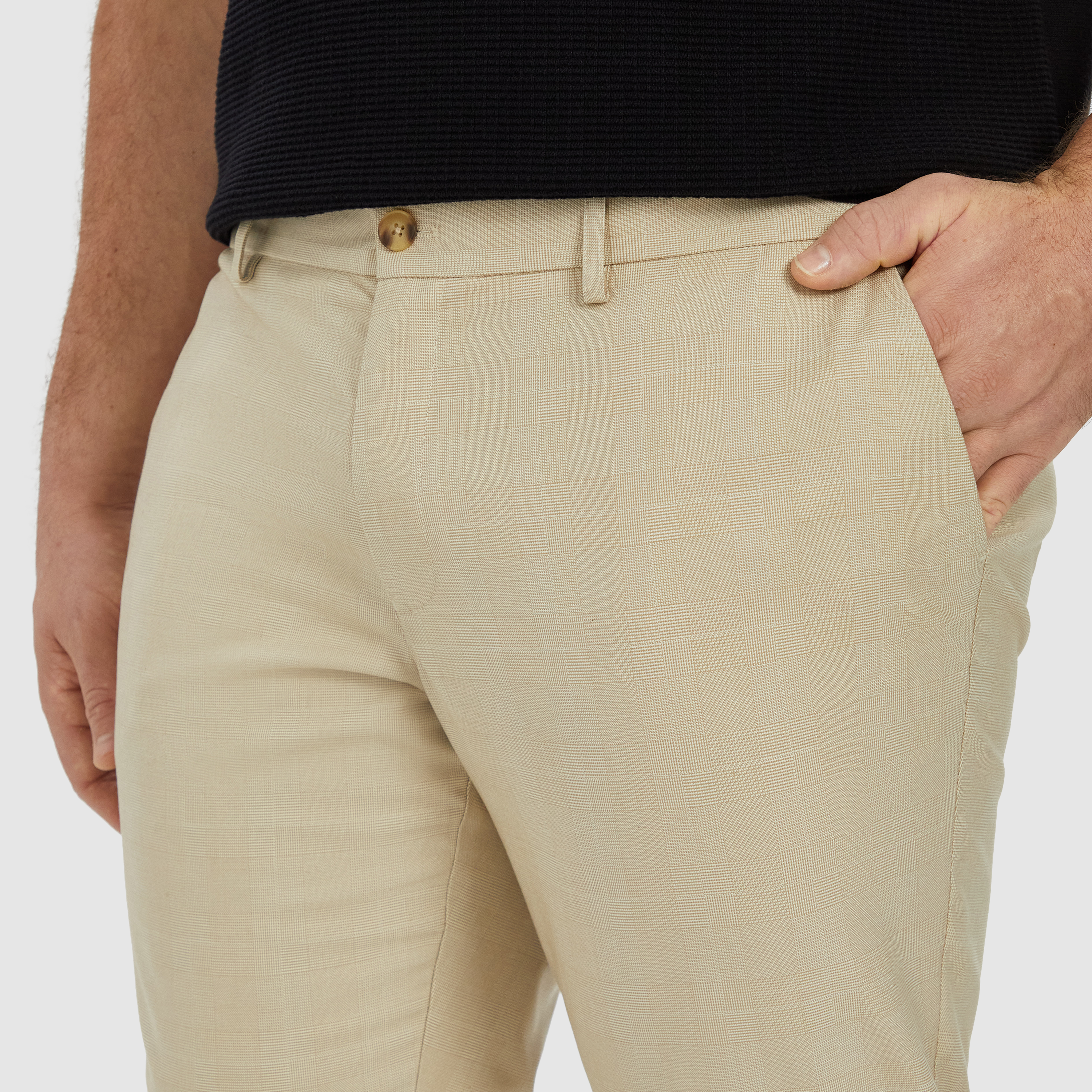 Sand Ascot Slim Check Chino