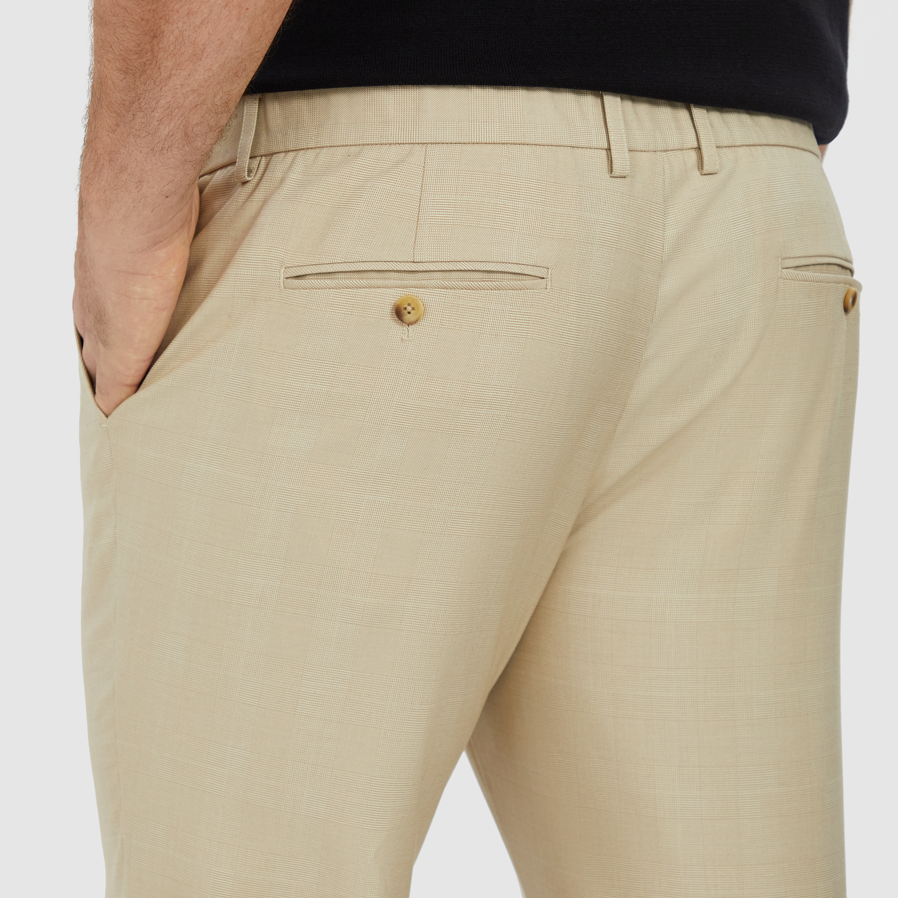 Sand Ascot Slim Check Chino