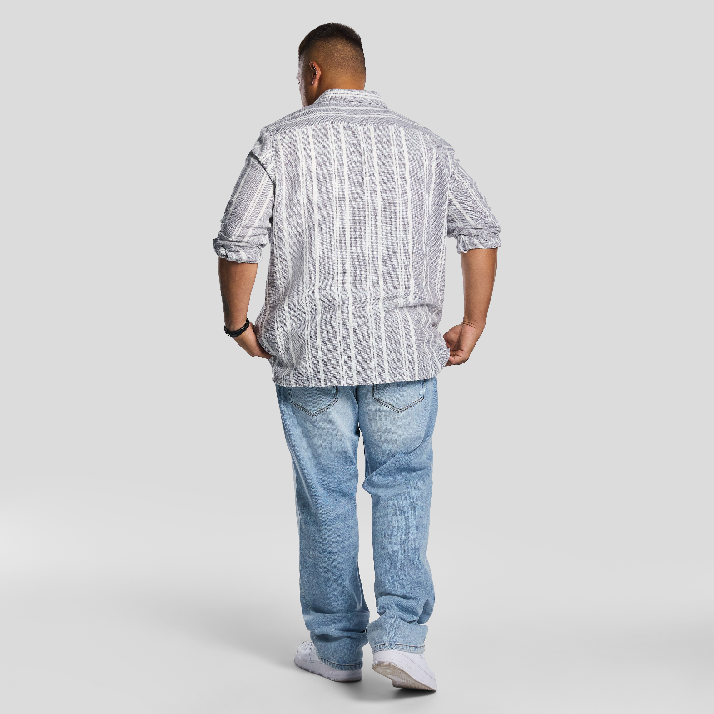 Light Blue Franco Textured Casual Shirt