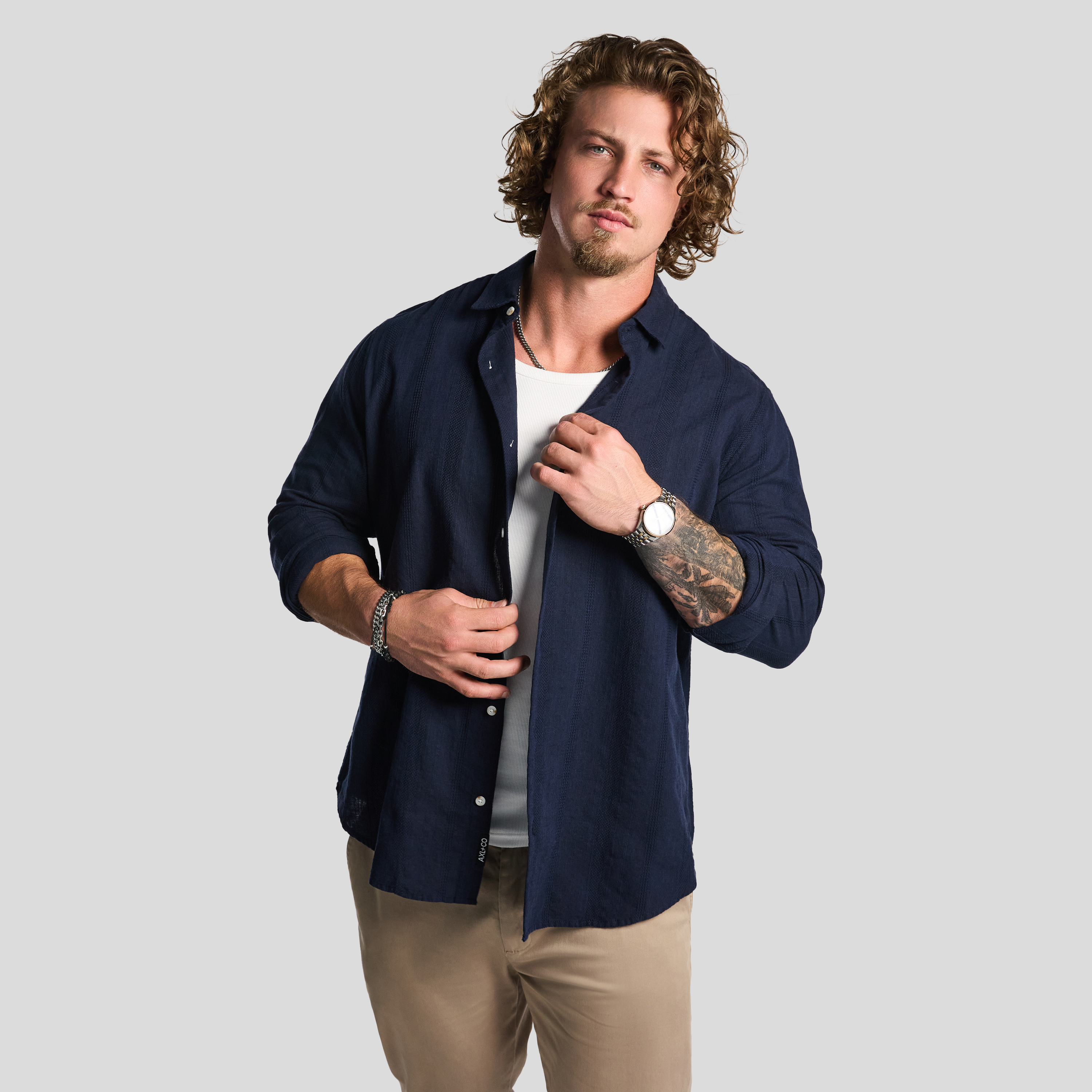 Navy Rufus Textured Casual Shirt