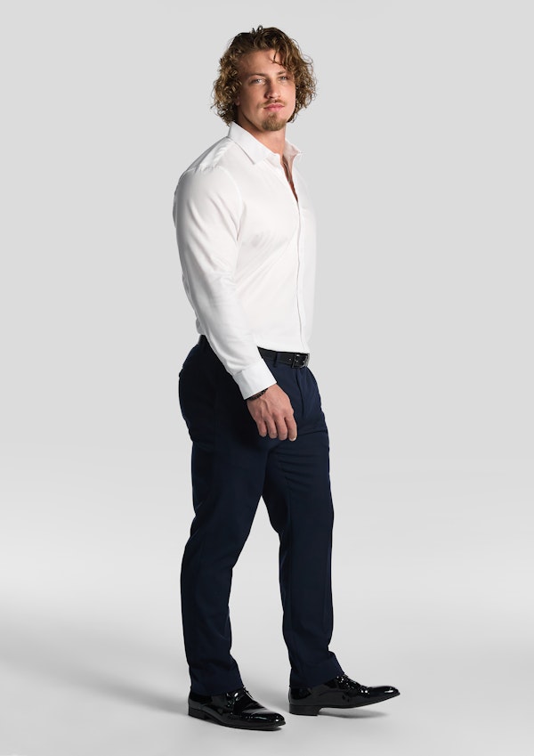 Navy Diamond Slim Dress Pant