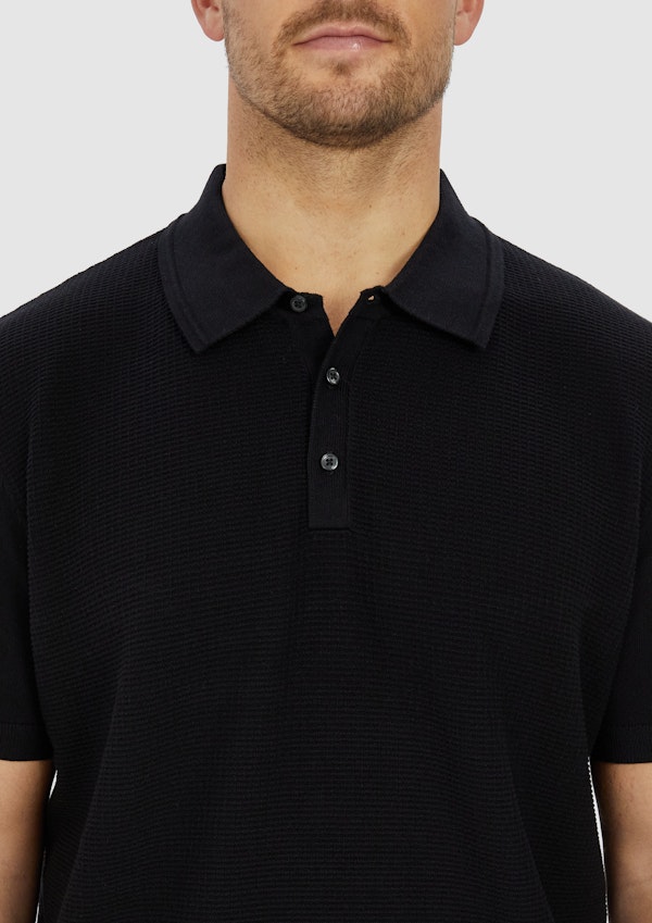 Black Caspian Knit Polo