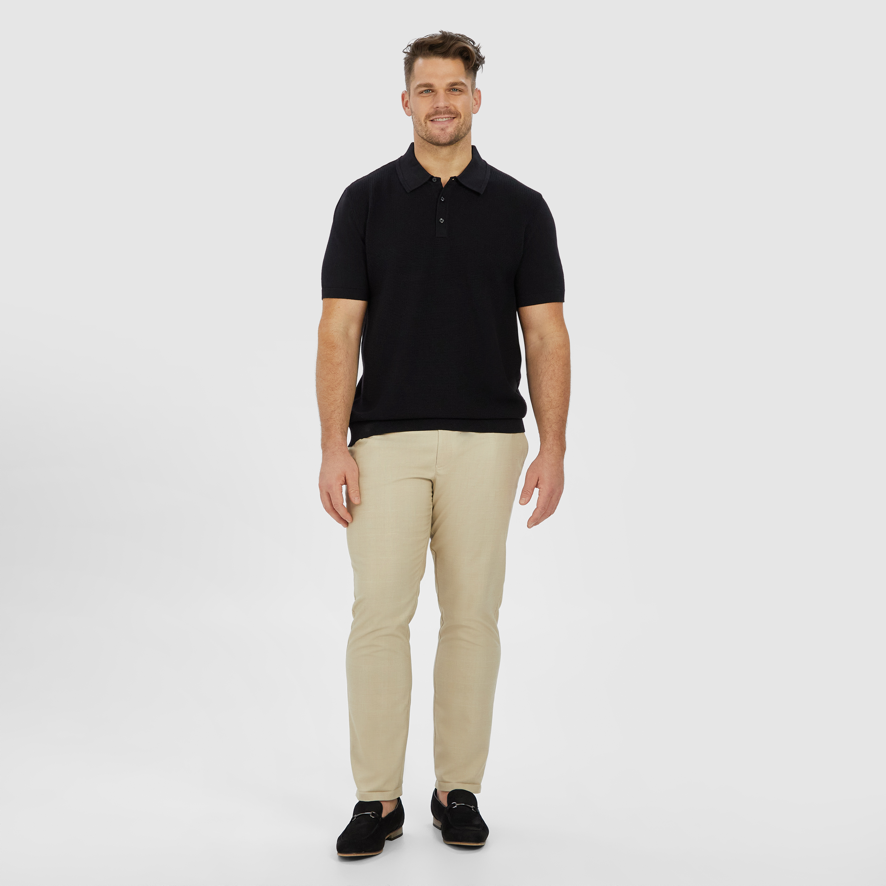Black Caspian Knit Polo