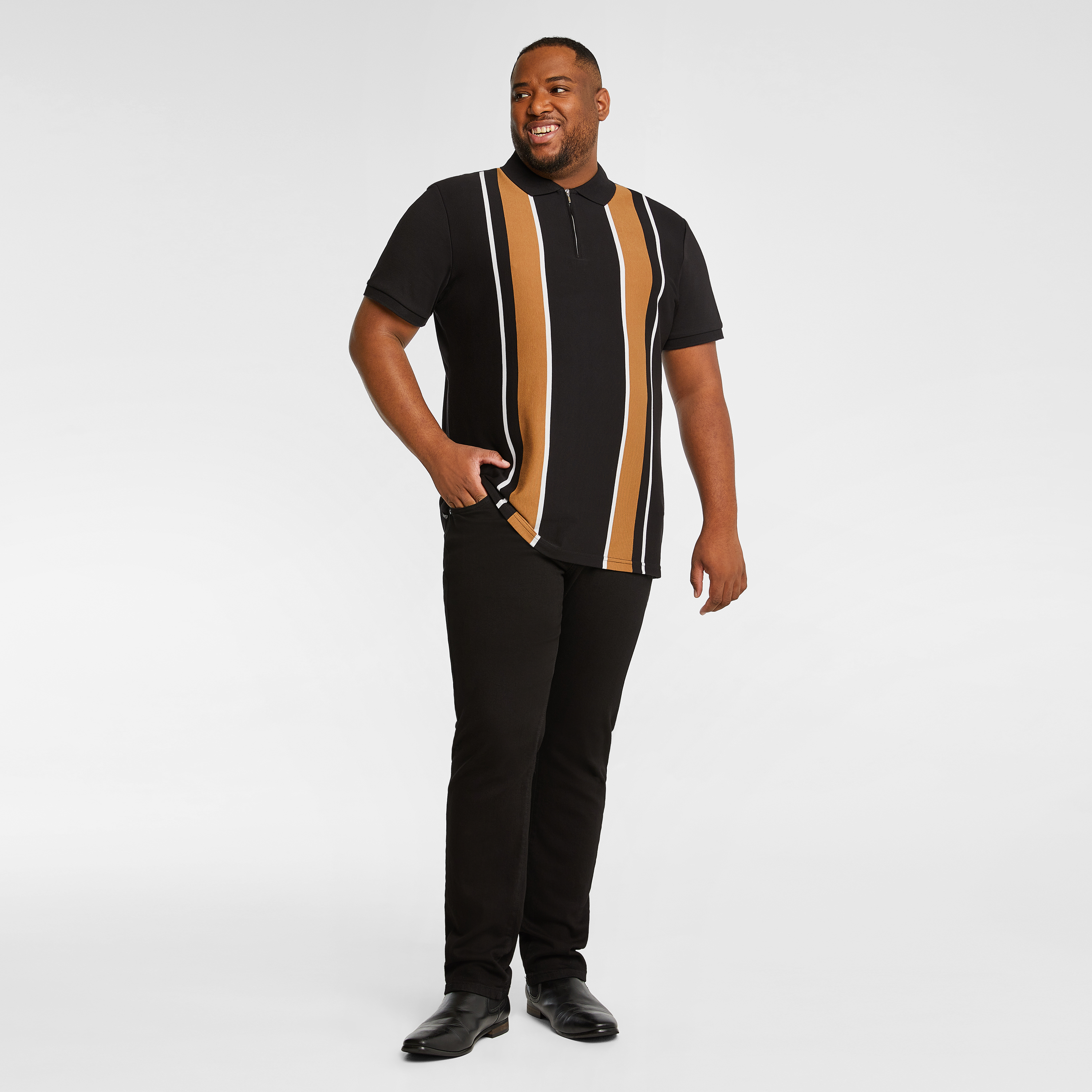 Black Beaumont Striped Polo Shirt