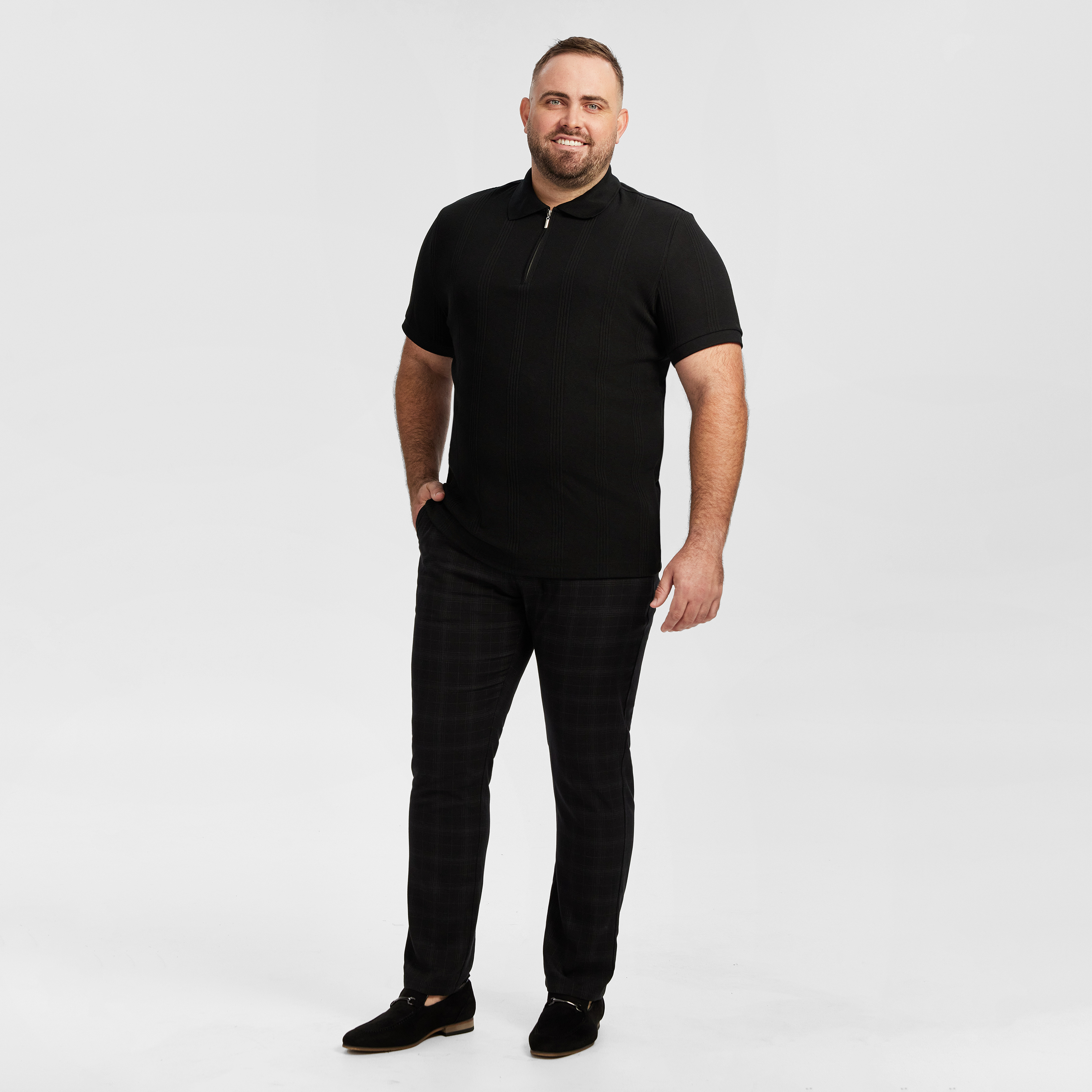 Black Dario Quarter Zip Smart Polo