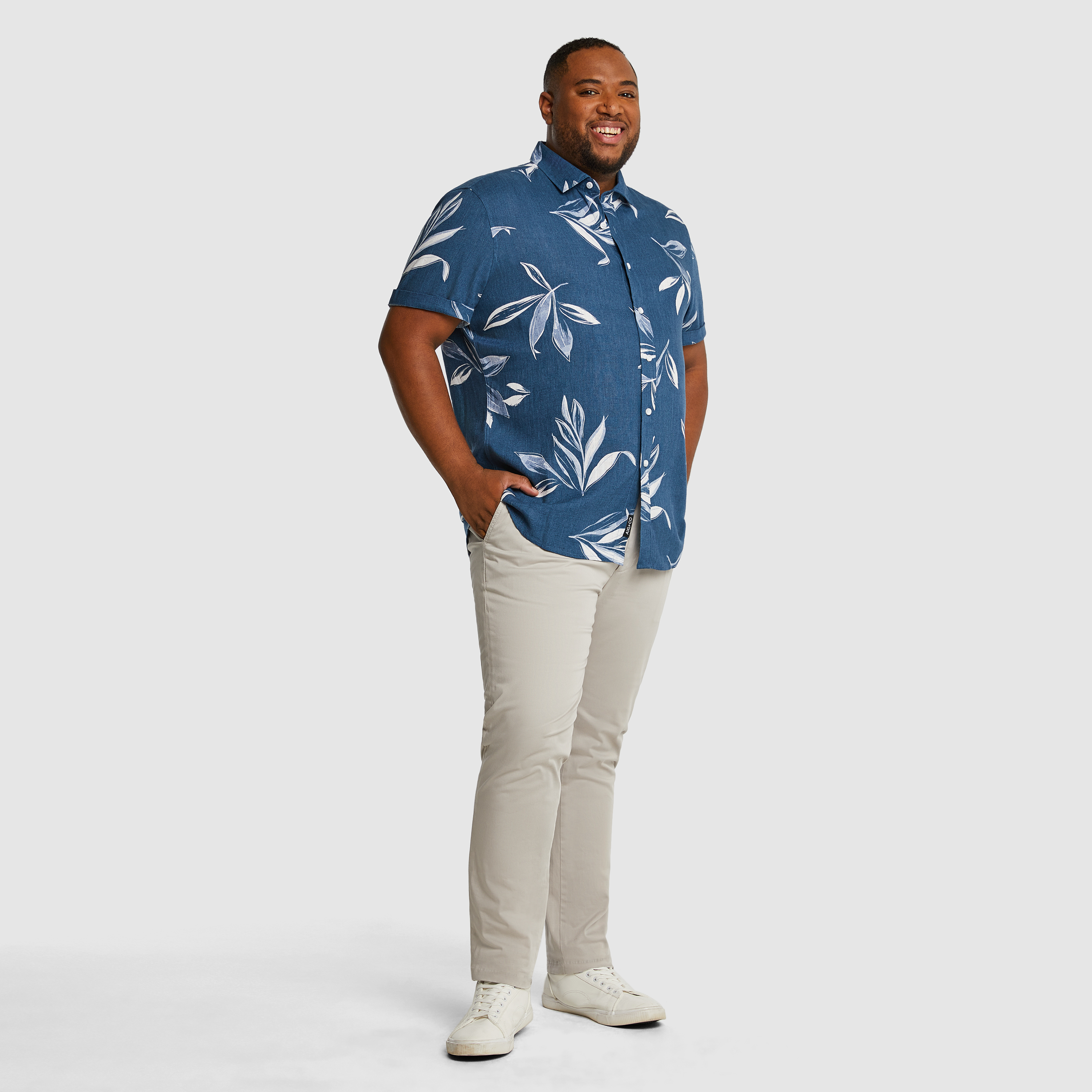Blue Neo Foliage Print Shirt