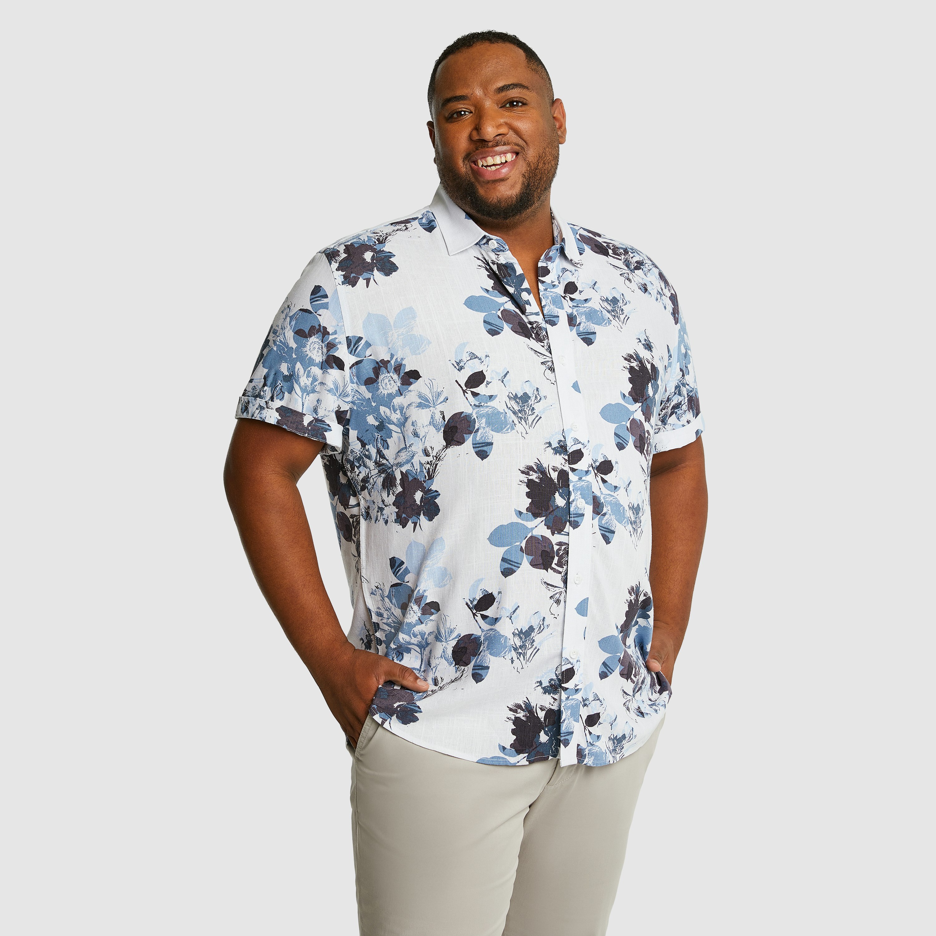 White Merton Floral Stretch Shirt | AXL+CO by Connor