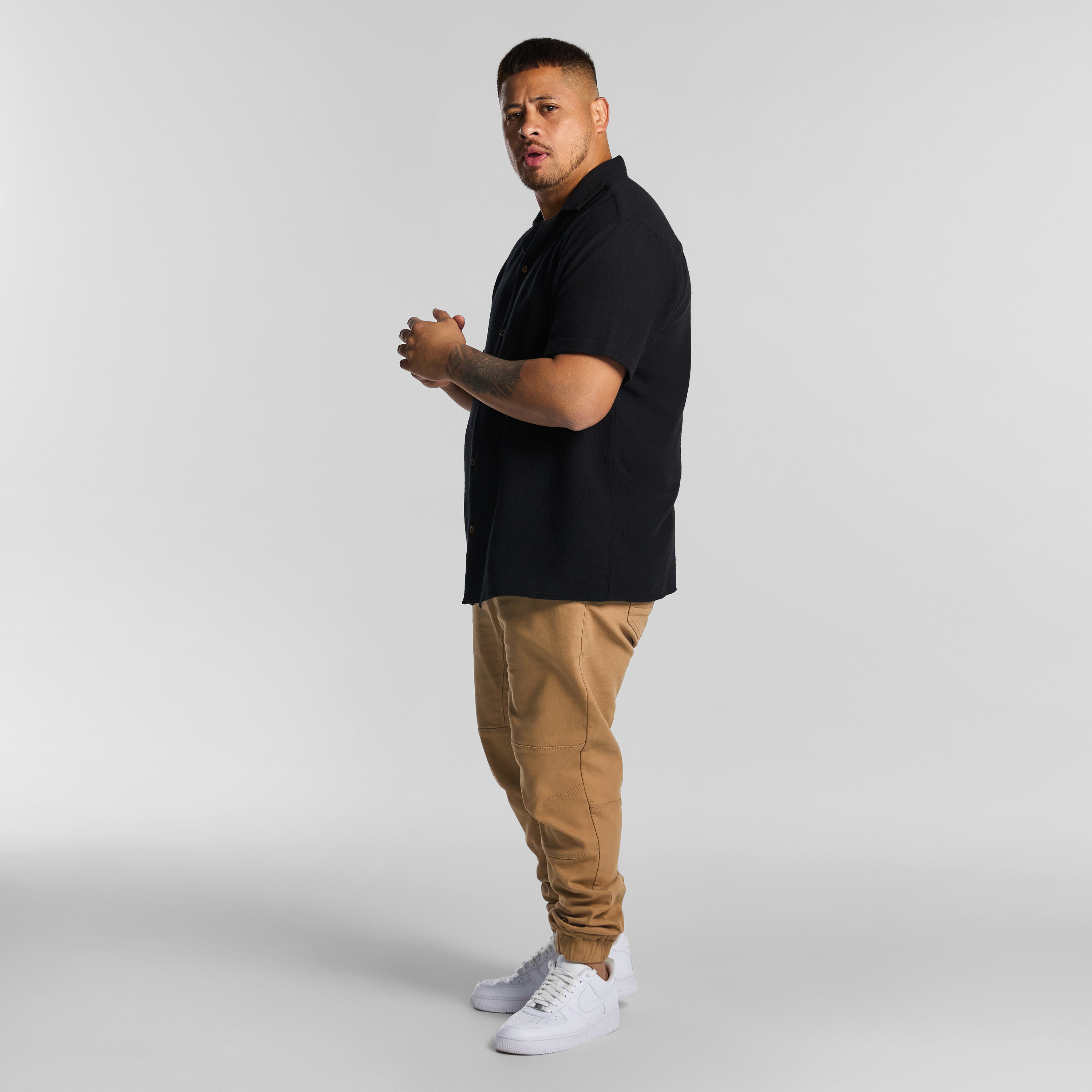 Black Sekope Textured Short Sleeve Shirt